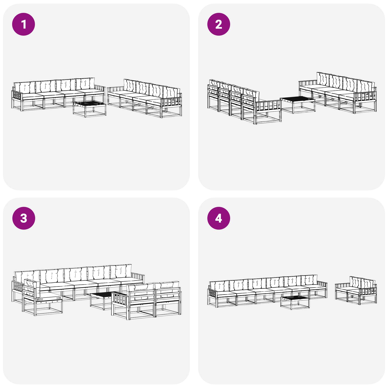 Set vanjskih sofa 9 pcs Bijela i svjetlosiva 79 x 79 x 37 cm