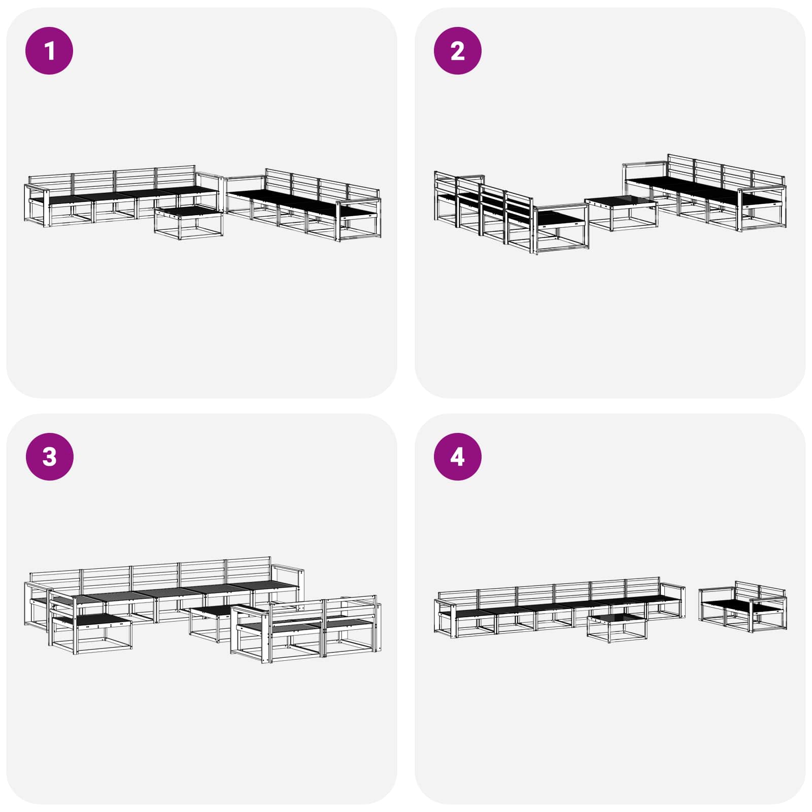 Set vanjskih sofa 9 pcs Bijela 79 x 79 x 37 cm