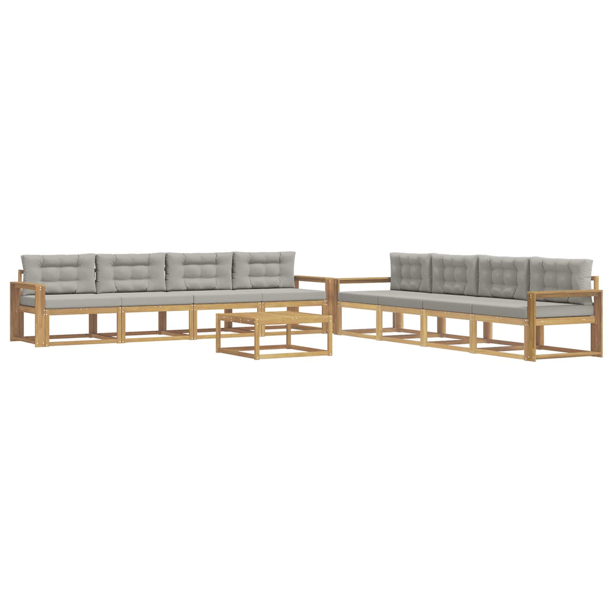 Set vanjskih sofa 9 kom. Bijela i svjetlosiva Poliester