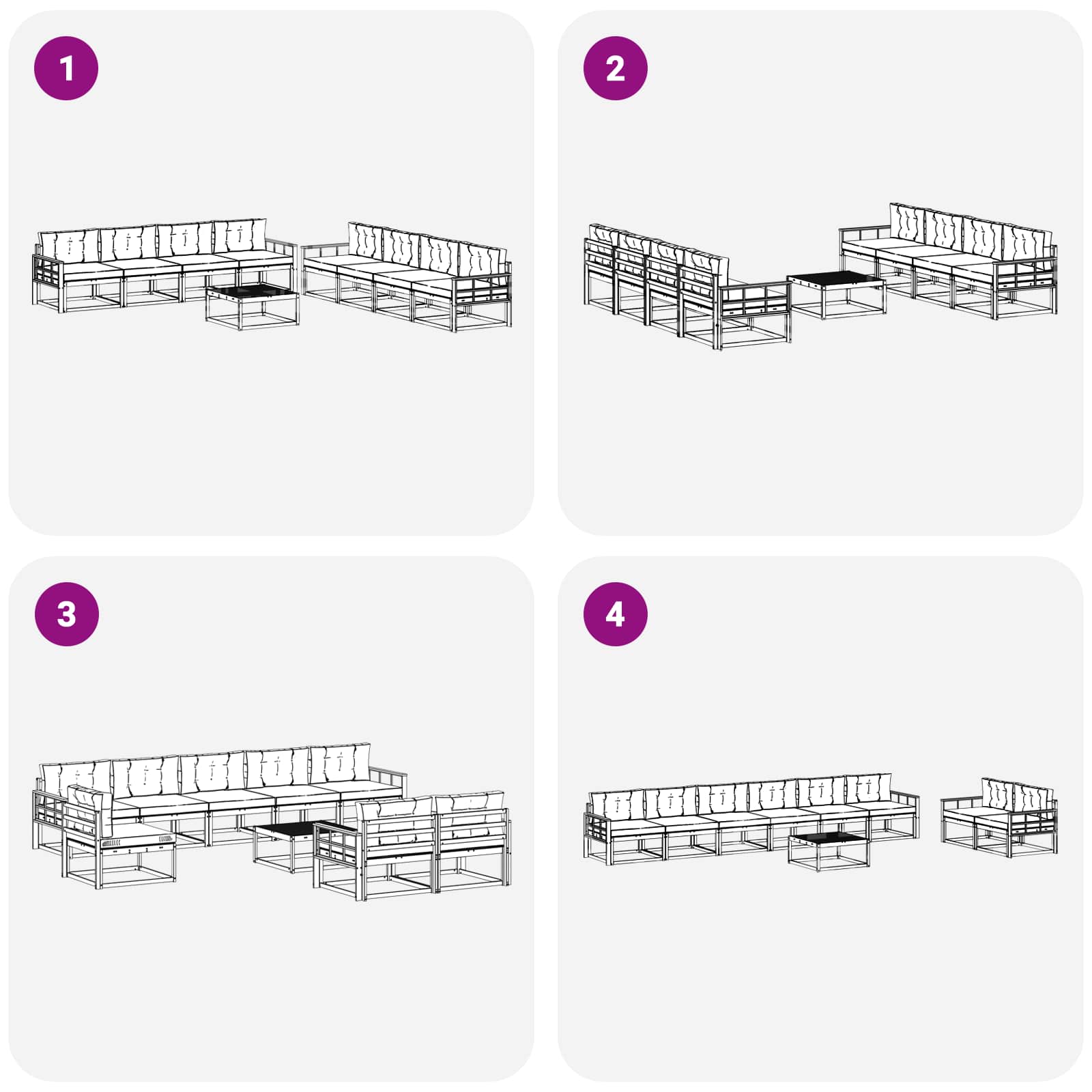 Set vanjskih sofa 9 pcs Bijela i krem 79 x 79 x 37 cm Poliester