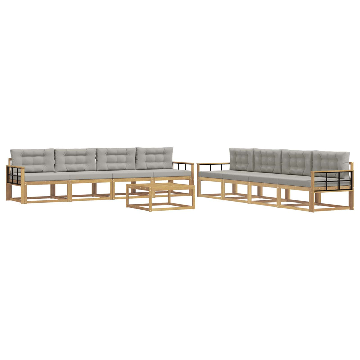 Set vanjskih sofa 9 kom. Bijela i svjetlosiva Poliester