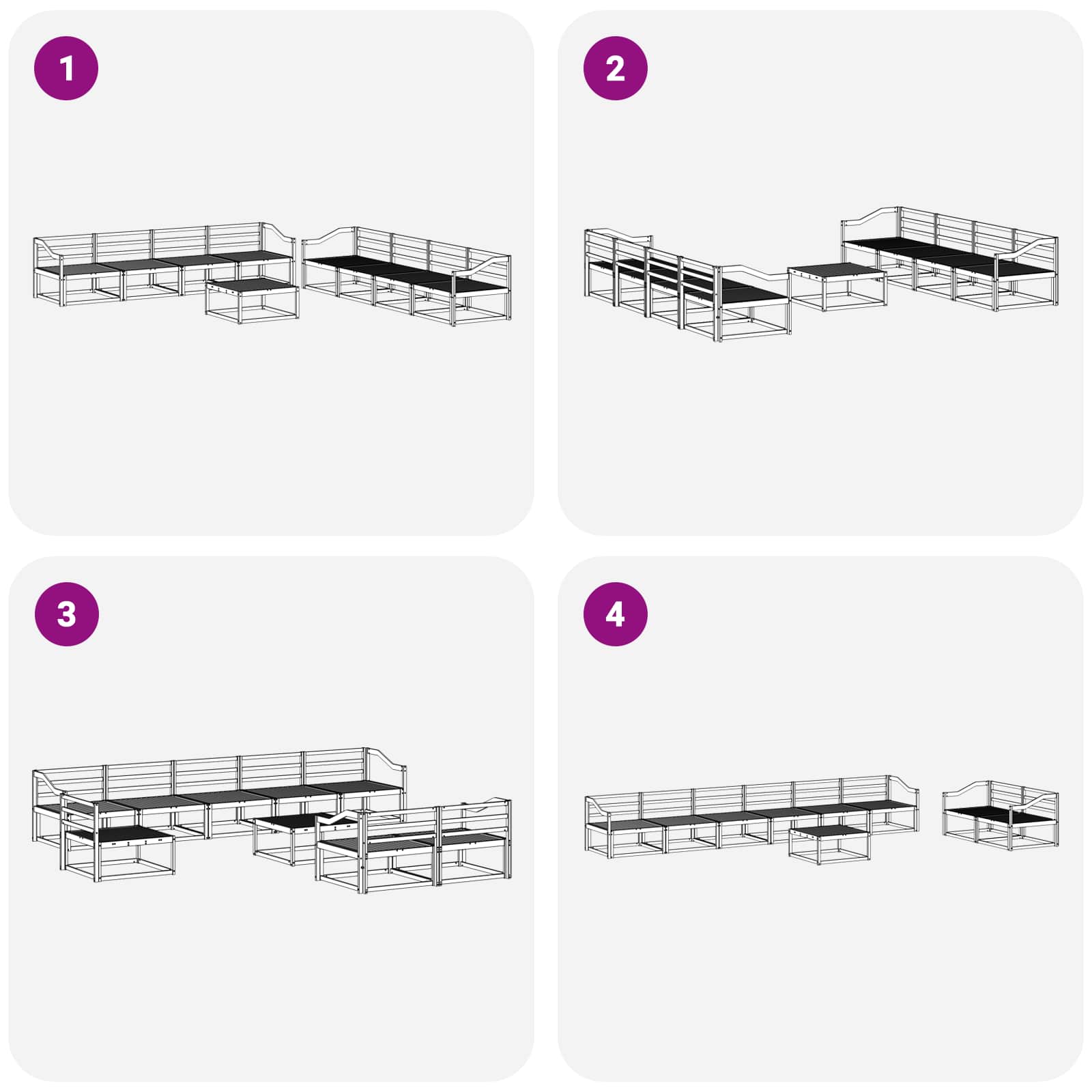 Set vanjskih sofa 9 pcs Bijela 79 x 79 x 37 cm