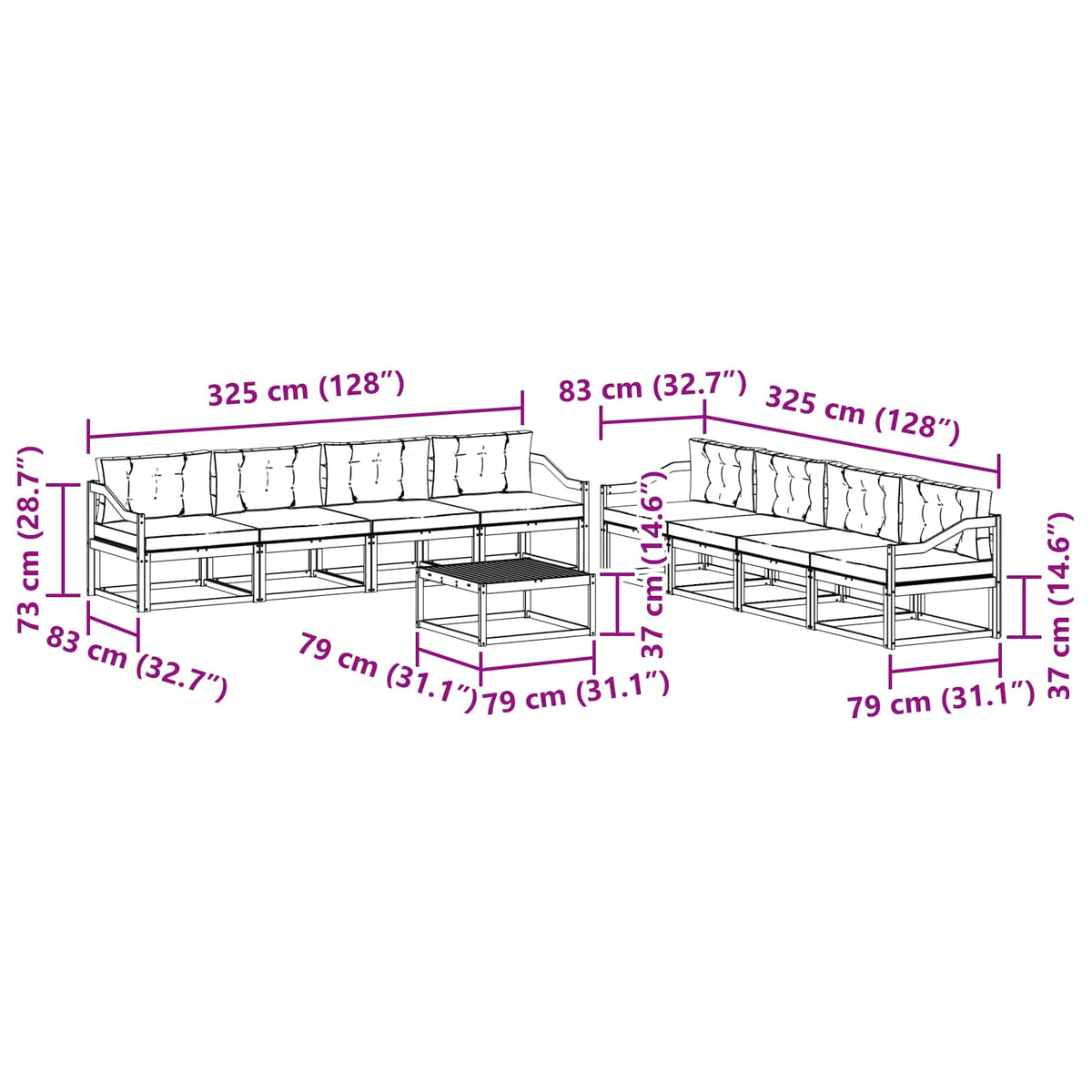 Set vanjskih sofa 9 kom. Bijela i antracit Poliester