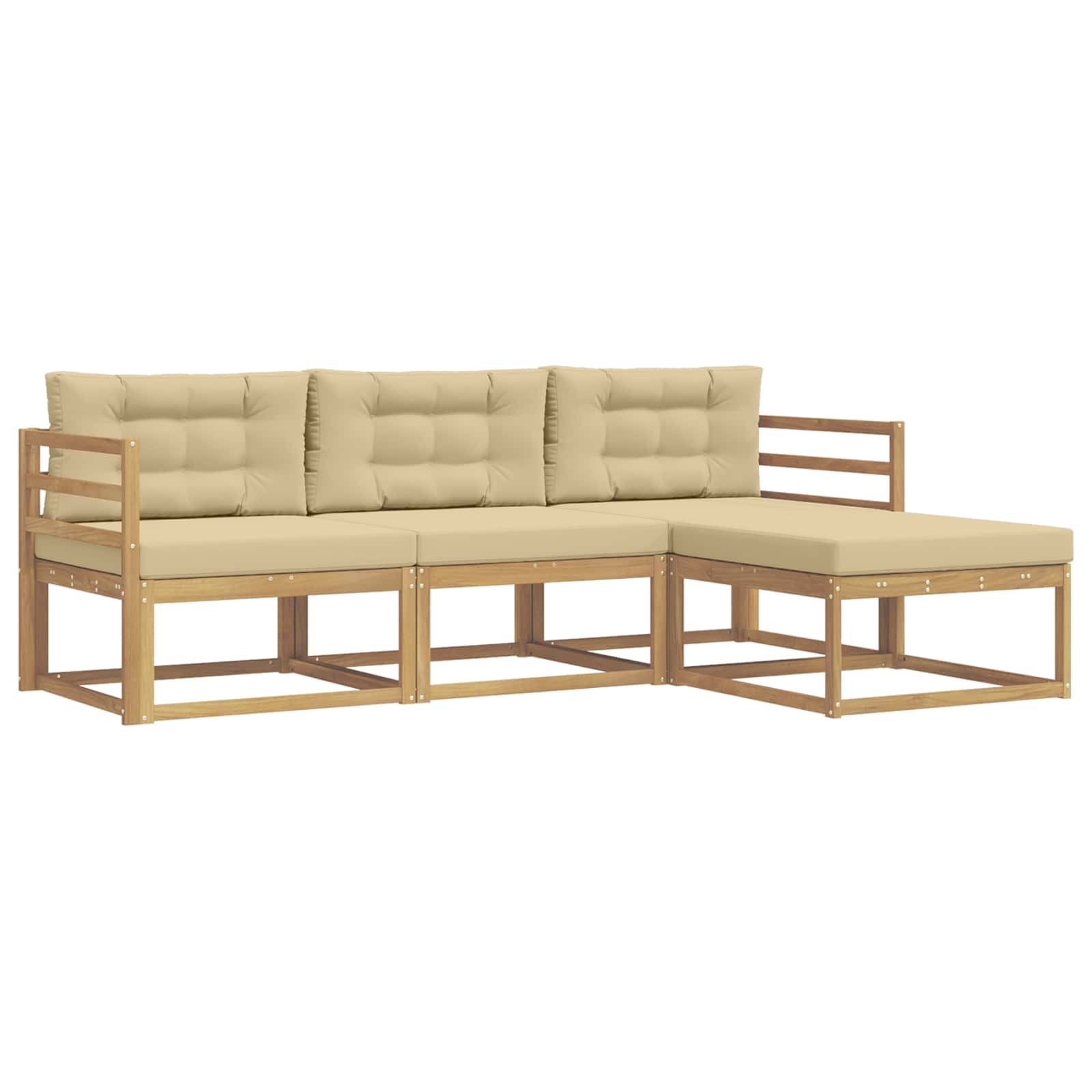 Set vanjskih sofa s jastukom 4 pcs Bijela i bež Poliester