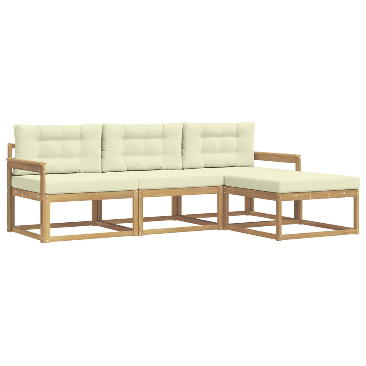 Set vanjskih sofa s jastukom 4 pcs Bijela i krem Poliester