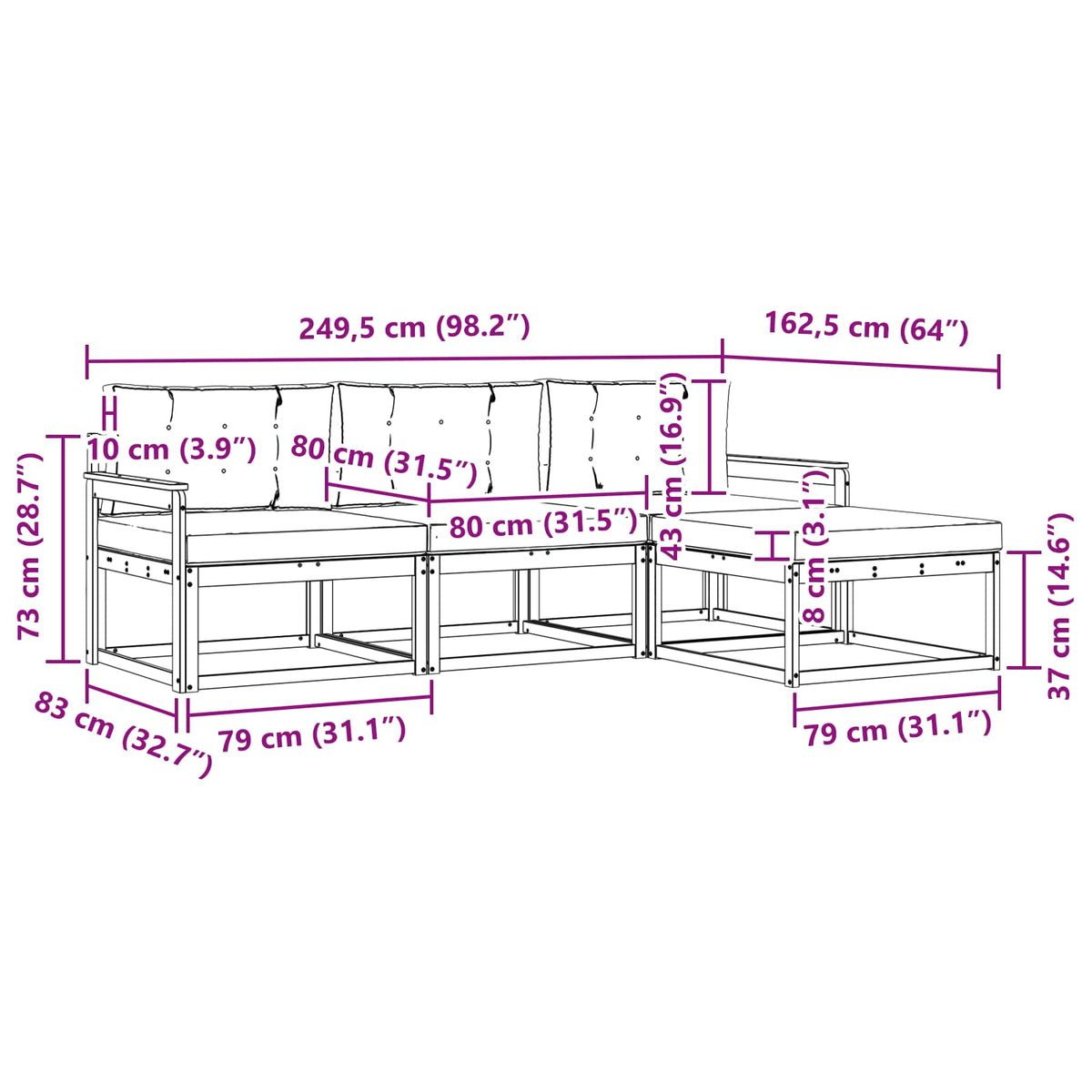 Set vanjskih sofa s jastukom 4 pcs Bijela i krem Poliester