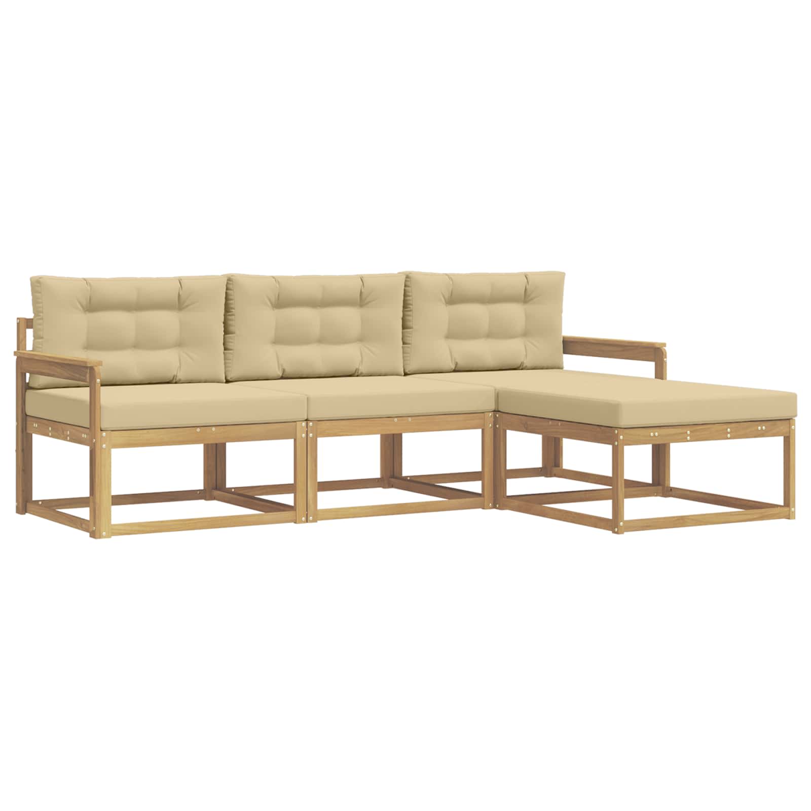 Set vanjskih sofa s jastukom 4 pcs Bijela i bež Poliester