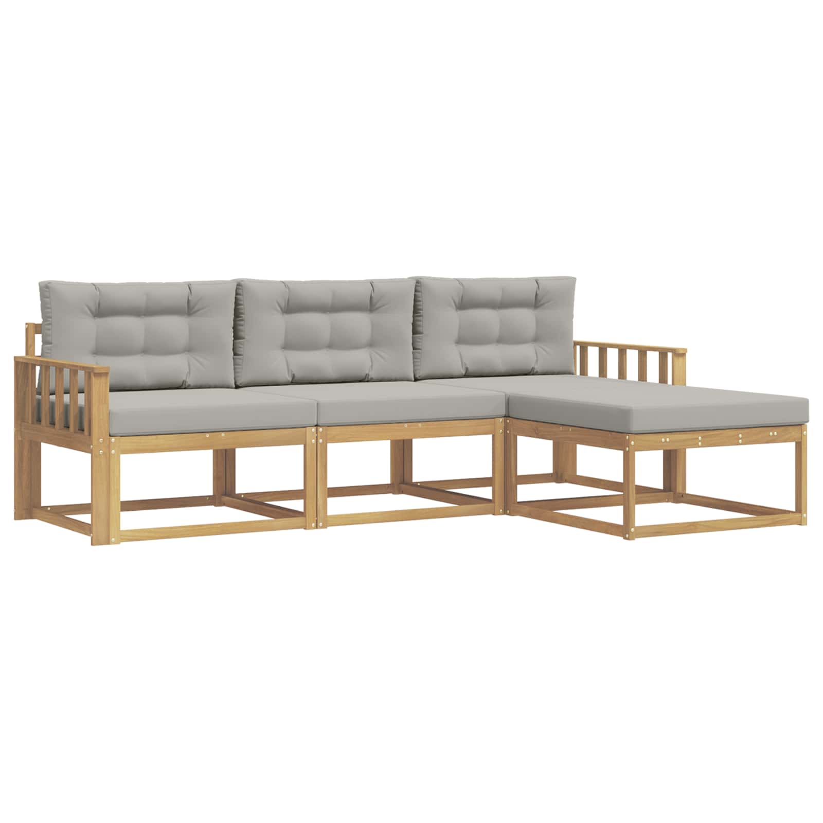 Set vanjskih sofa 4 pcs Bijela i svjetlosiva Poliester
