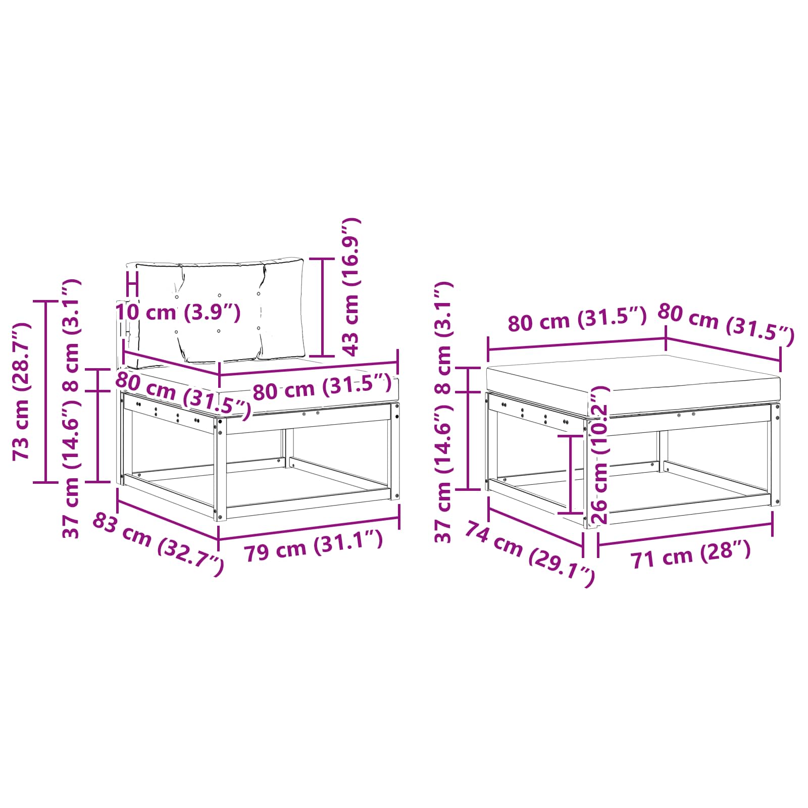 Set vanjskih sofa 4 pcs Bijela i svjetlosiva Poliester
