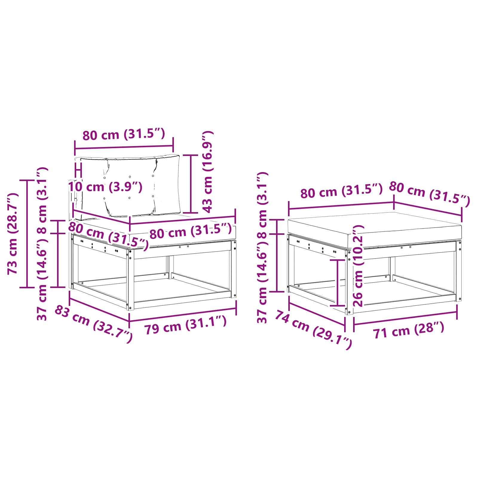 Set vanjskih sofa s jastukom 4 pcs Bijela i antracit Poliester