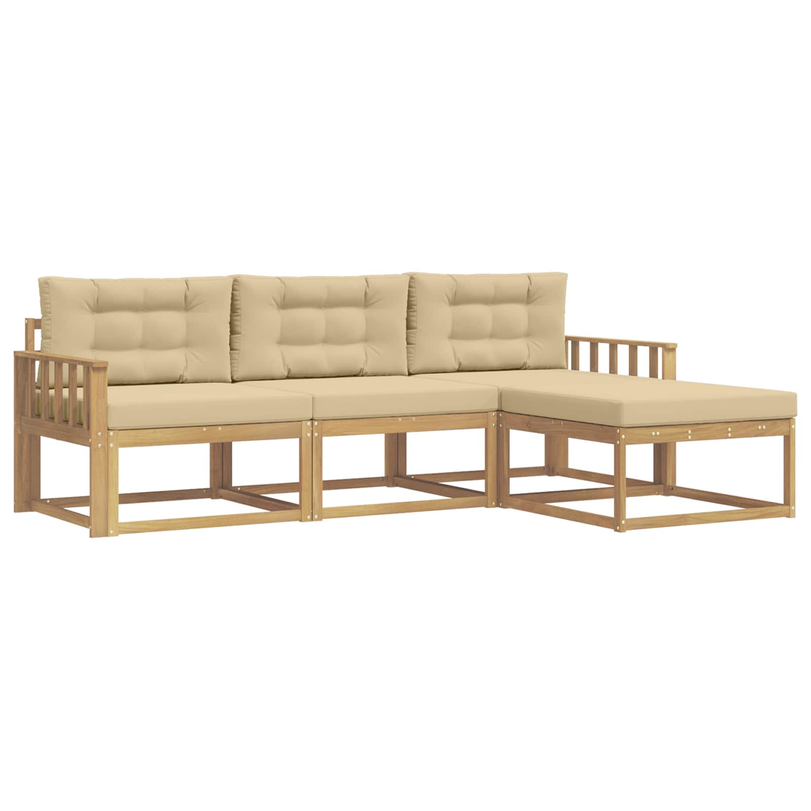 Set vanjskih sofa s jastukom 4 pcs Bijela i bež Poliester