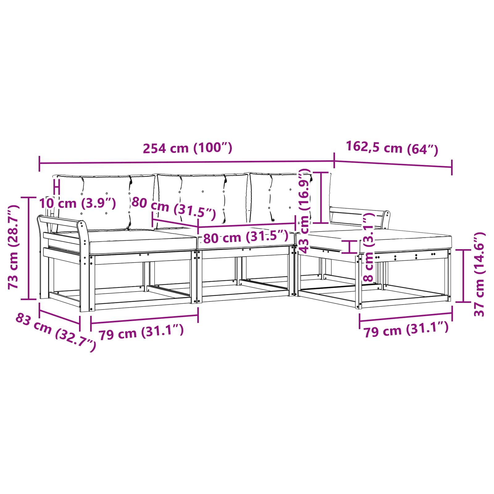 Set vanjskih sofa s jastukom 4 pcs Bijela i antracit Poliester