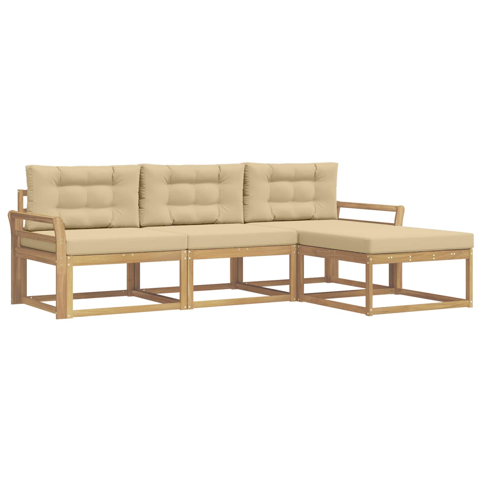 Set vanjskih sofa s jastukom 4 pcs Bijela i bež Poliester