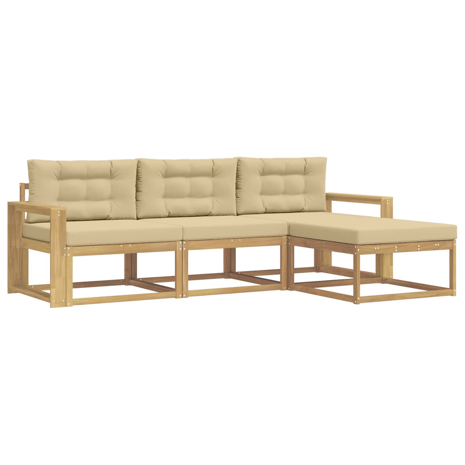 Set vanjskih sofa s jastukom 4 pcs Bijela i bež Poliester