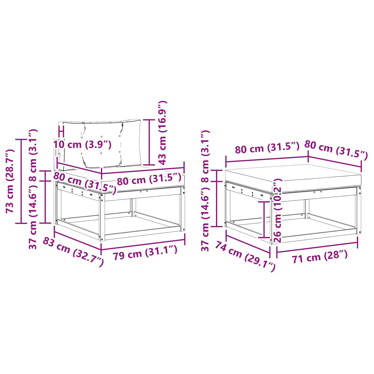 Set vanjskih sofa s jastukom 4 pcs Bijela i krem Poliester