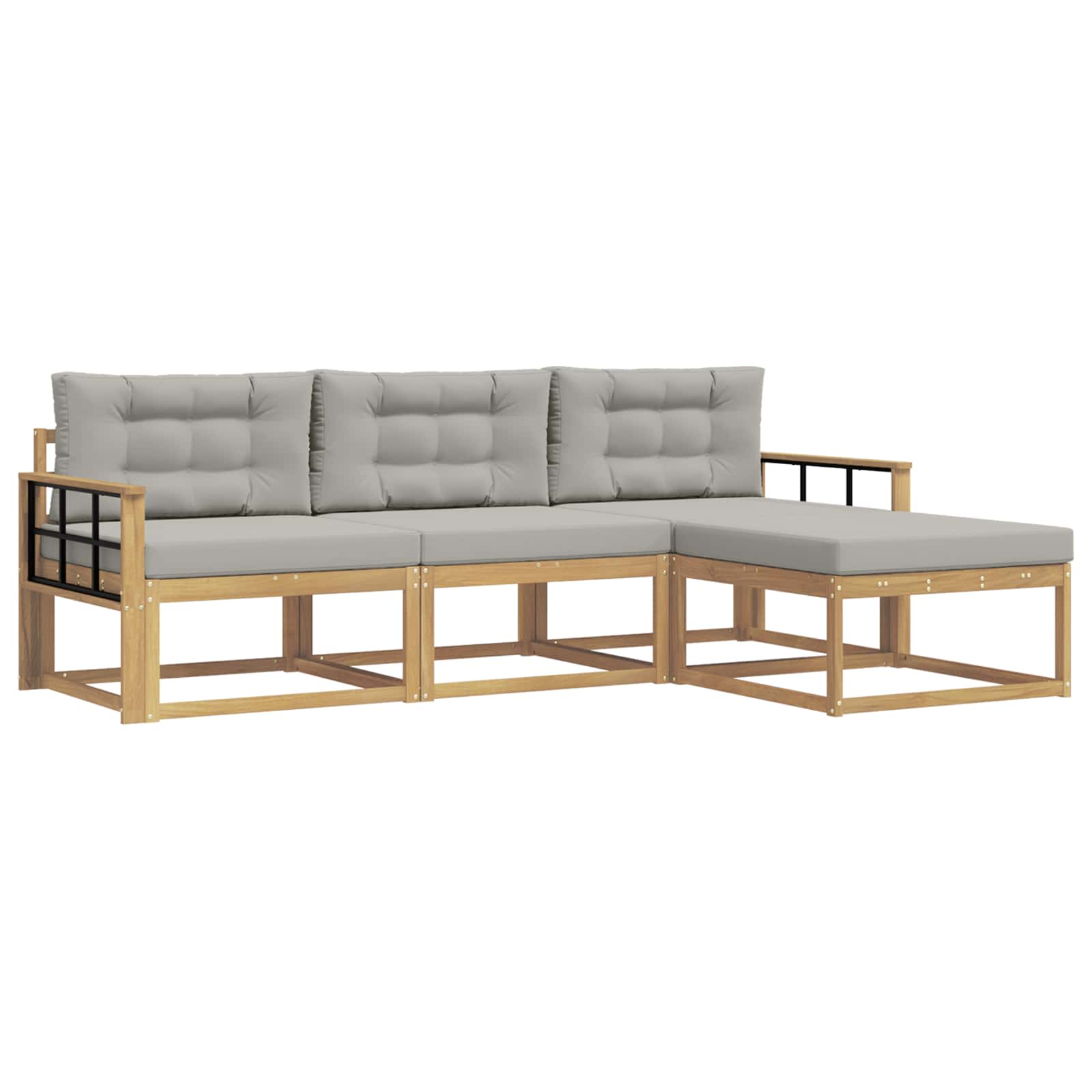 Set vanjskih sofa 4 pcs Bijela i svjetlosiva Poliester