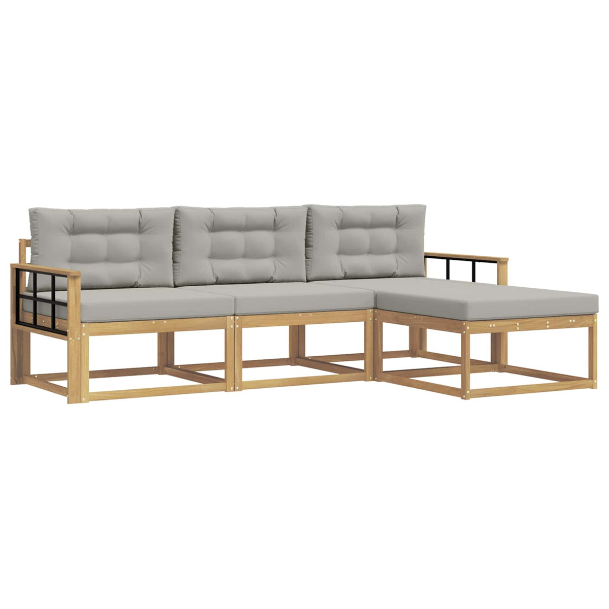 Set vanjskih sofa 4 kom. Bijela i svjetlosiva Poliester