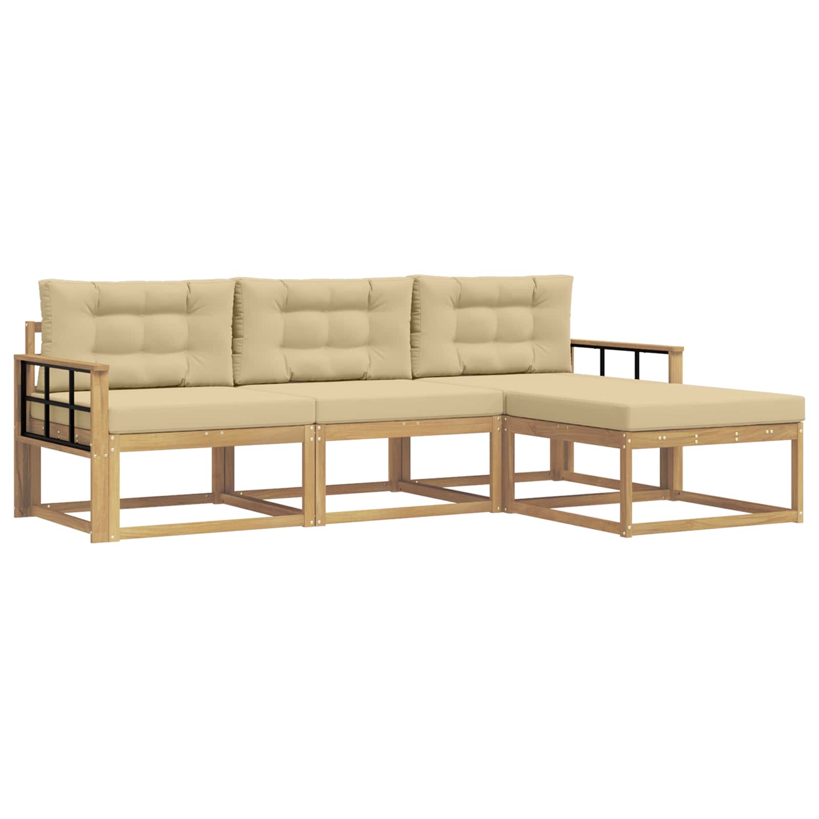 Set vanjskih sofa s jastukom 4 pcs Bijela i bež Poliester