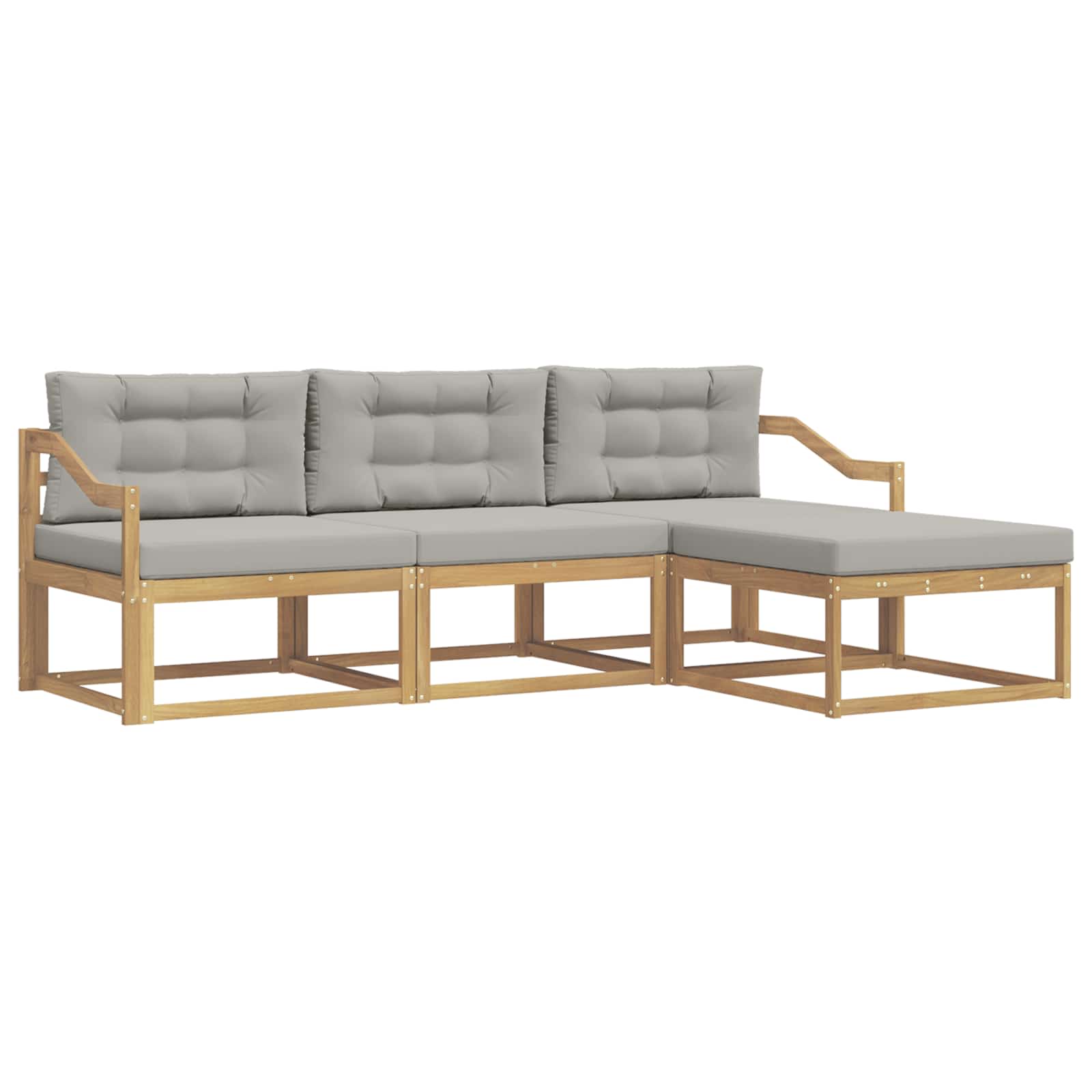 Set vanjskih sofa 4 pcs Bijela i svjetlosiva Poliester