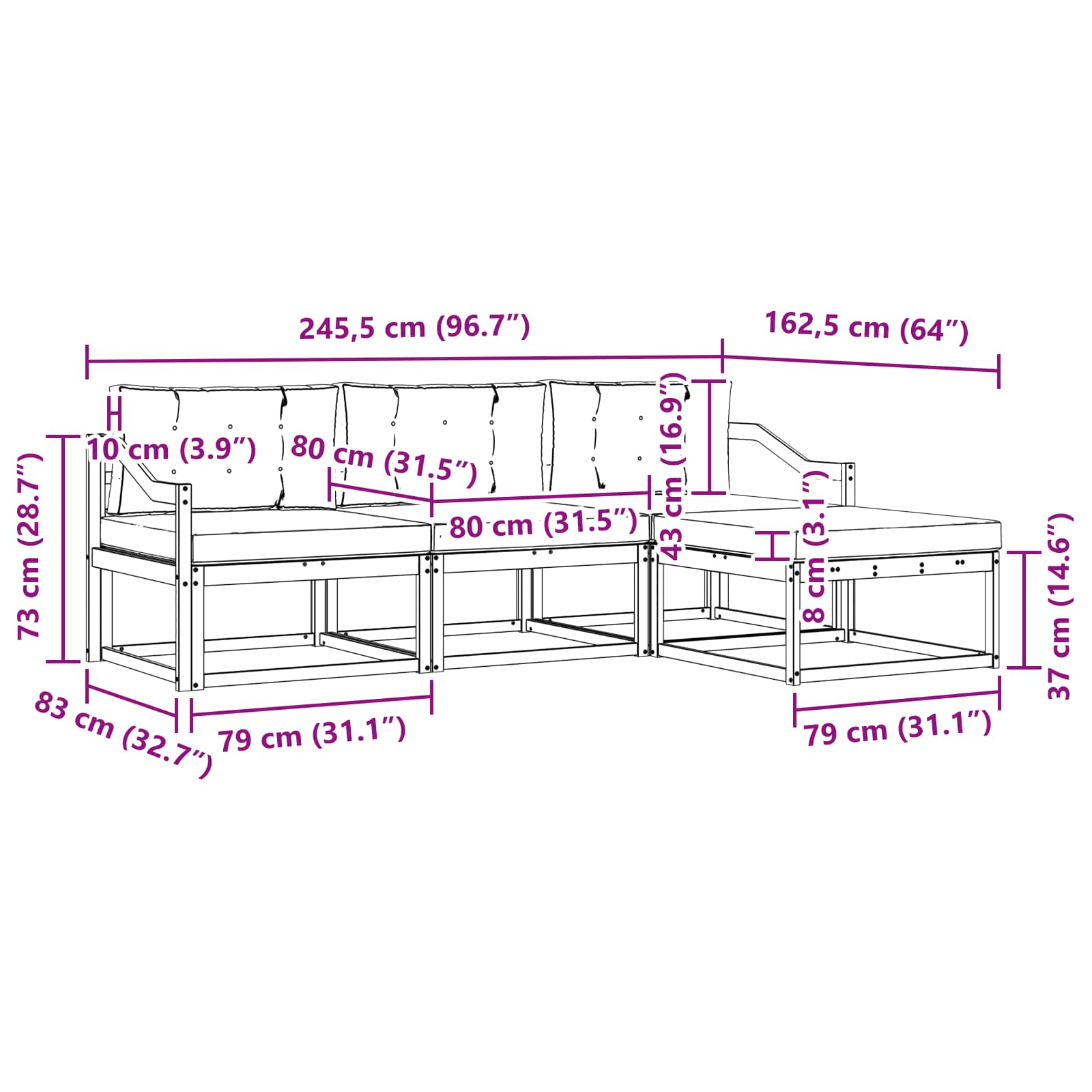 Set vanjskih sofa s jastukom 4 pcs Bijela i antracit Poliester
