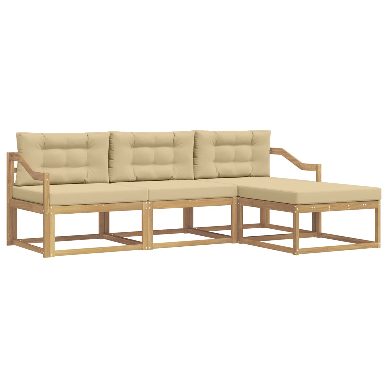 Set vanjskih sofa s jastukom 4 pcs Bijela i bež Poliester