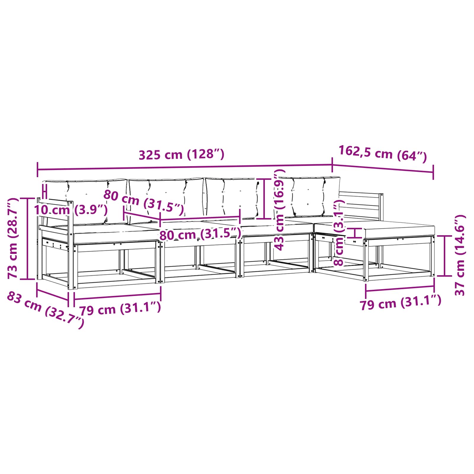 Set vanjskih sofa s jastukom 4 pcs Bijela i antracit Poliester