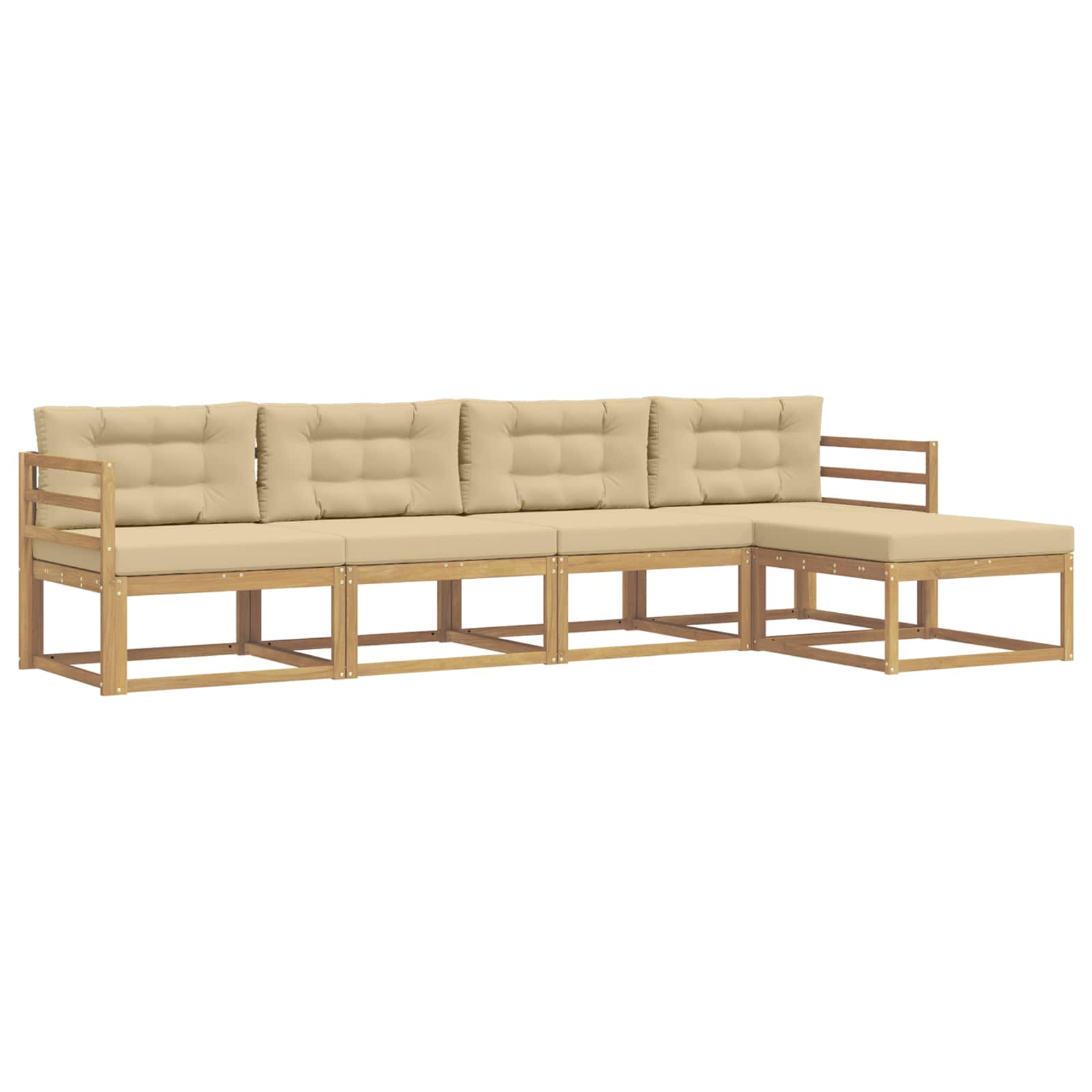 Set vanjskih sofa s jastukom 4 pcs Bijela i bež Poliester