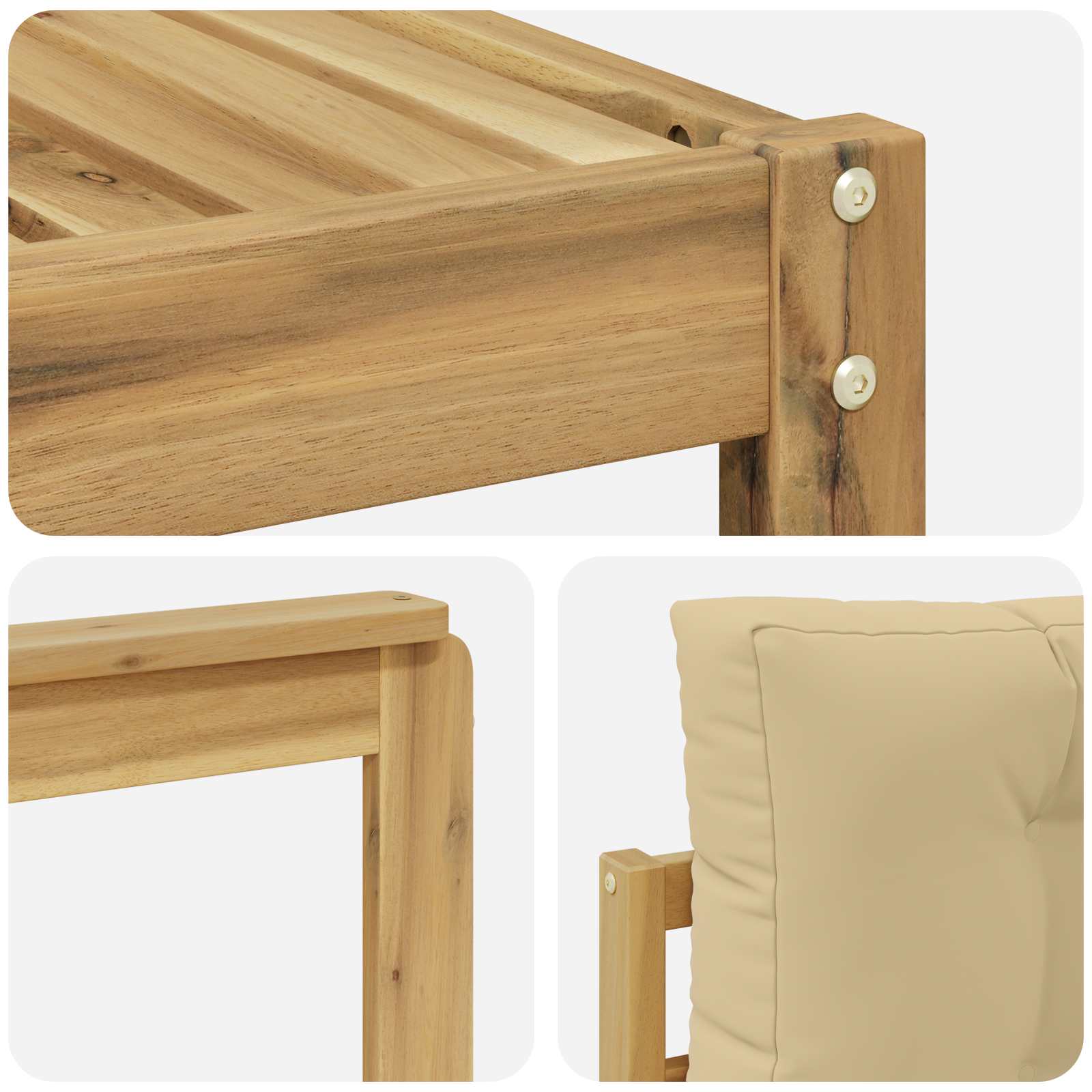 Set vanjskih sofa s jastukom 4 pcs Bijela i bež Poliester
