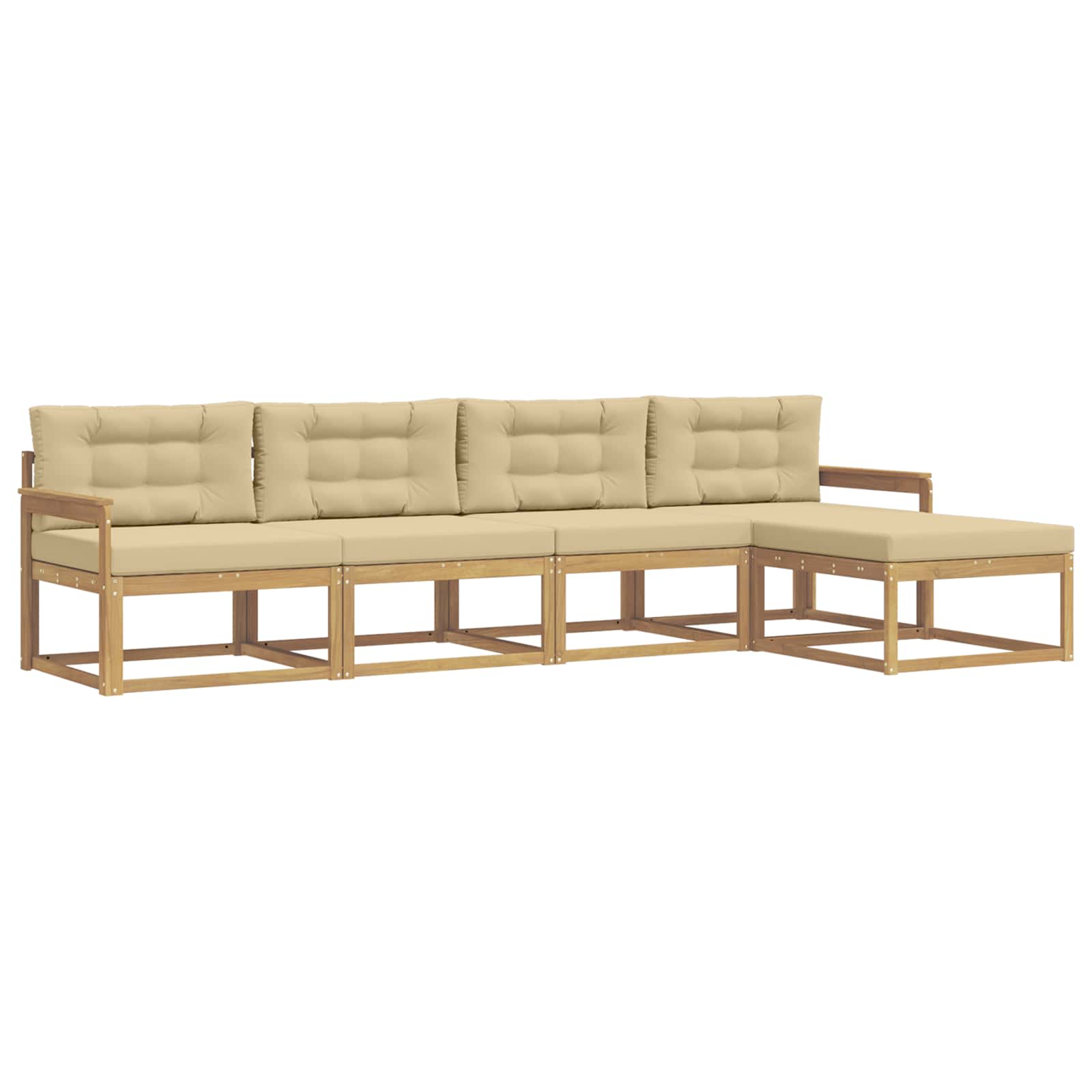 Set vanjskih sofa s jastukom 4 pcs Bijela i bež Poliester