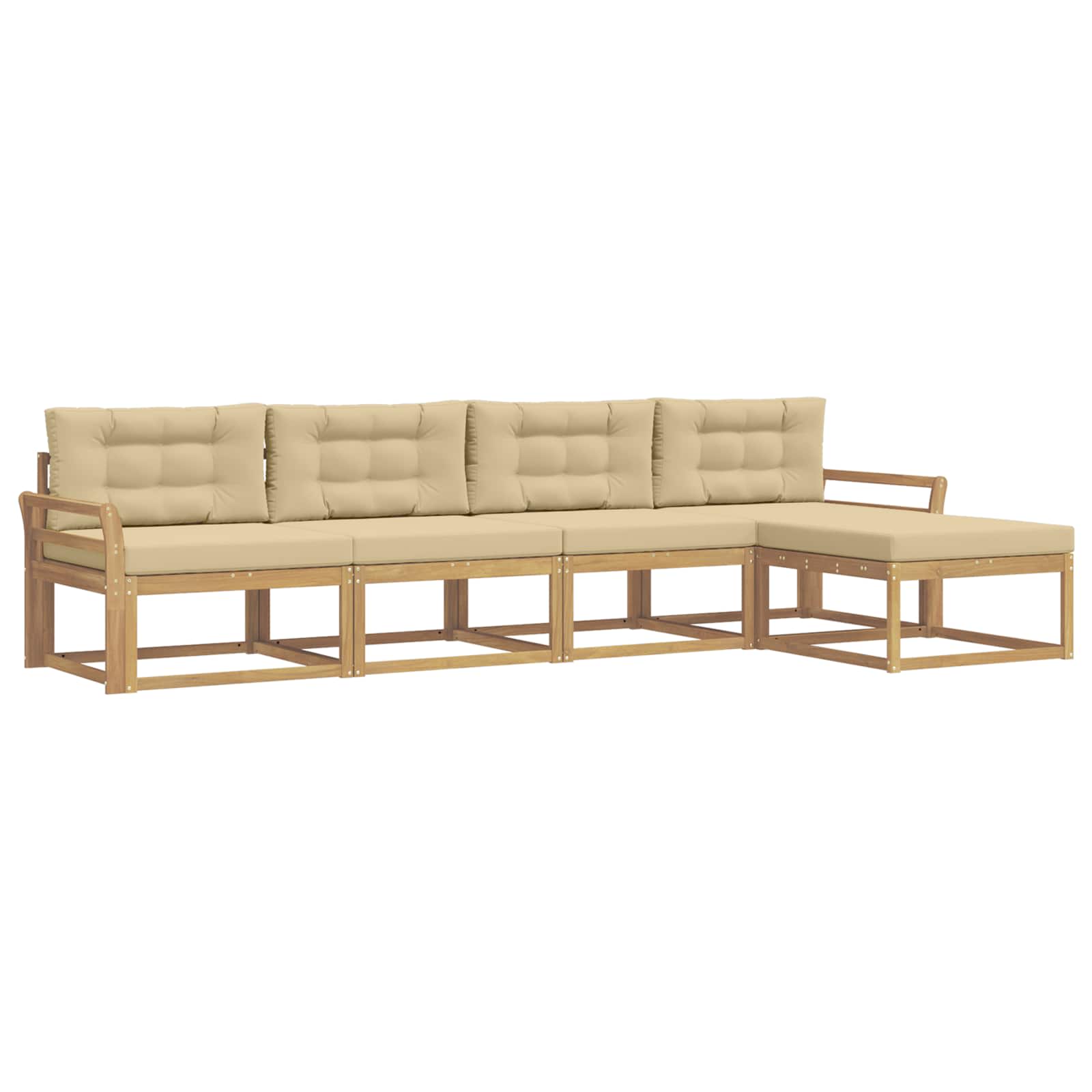 Set vanjskih sofa s jastukom 4 pcs Bijela i bež Poliester