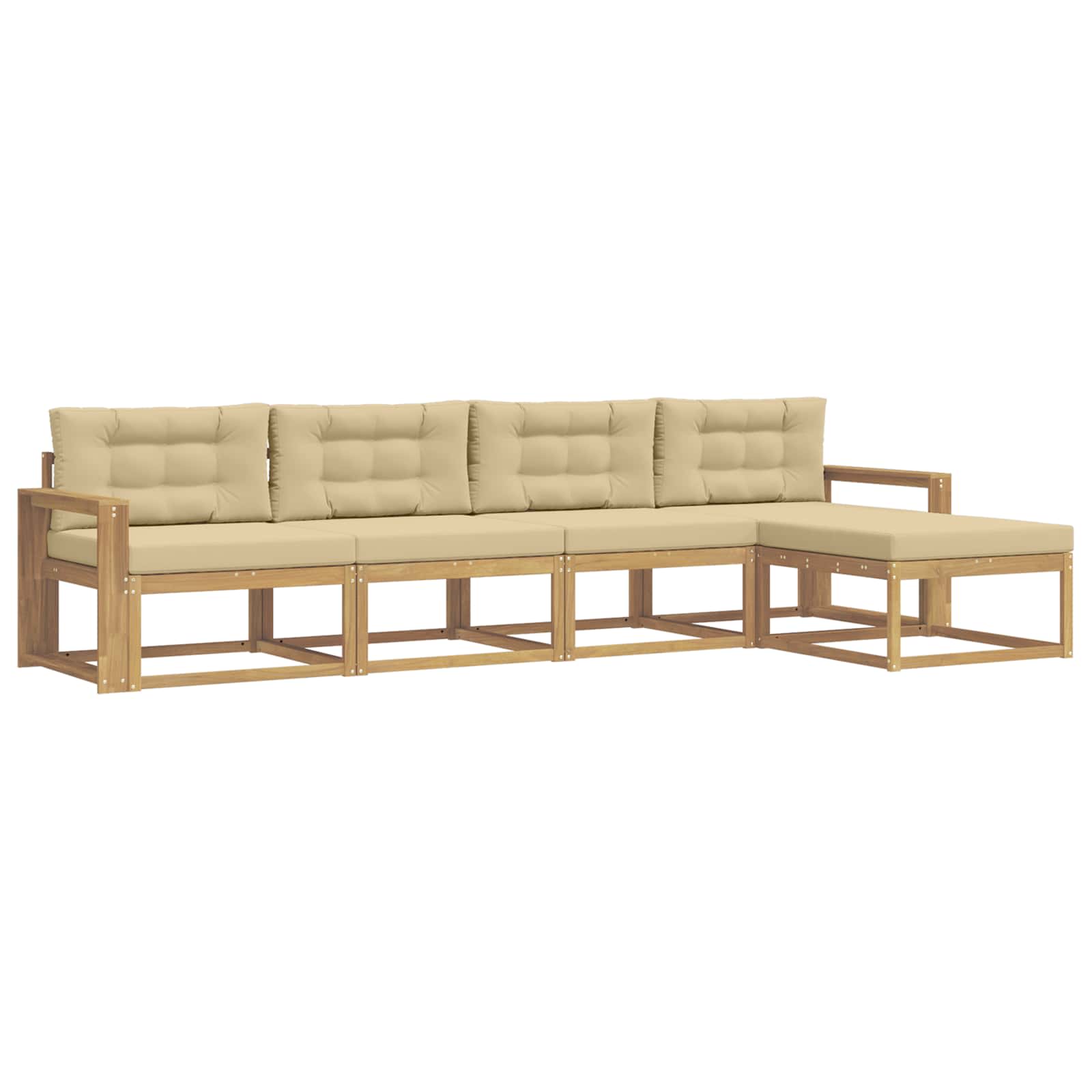 Set vanjskih sofa s jastukom 4 pcs Bijela i bež Poliester