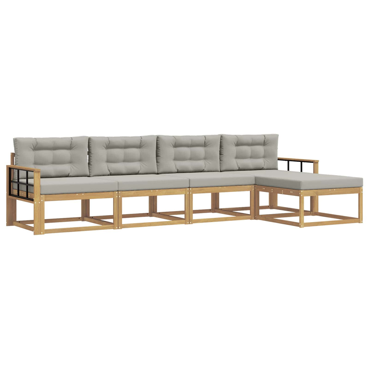 Set vanjskih sofa 4 pcs Bijela i svjetlosiva Poliester