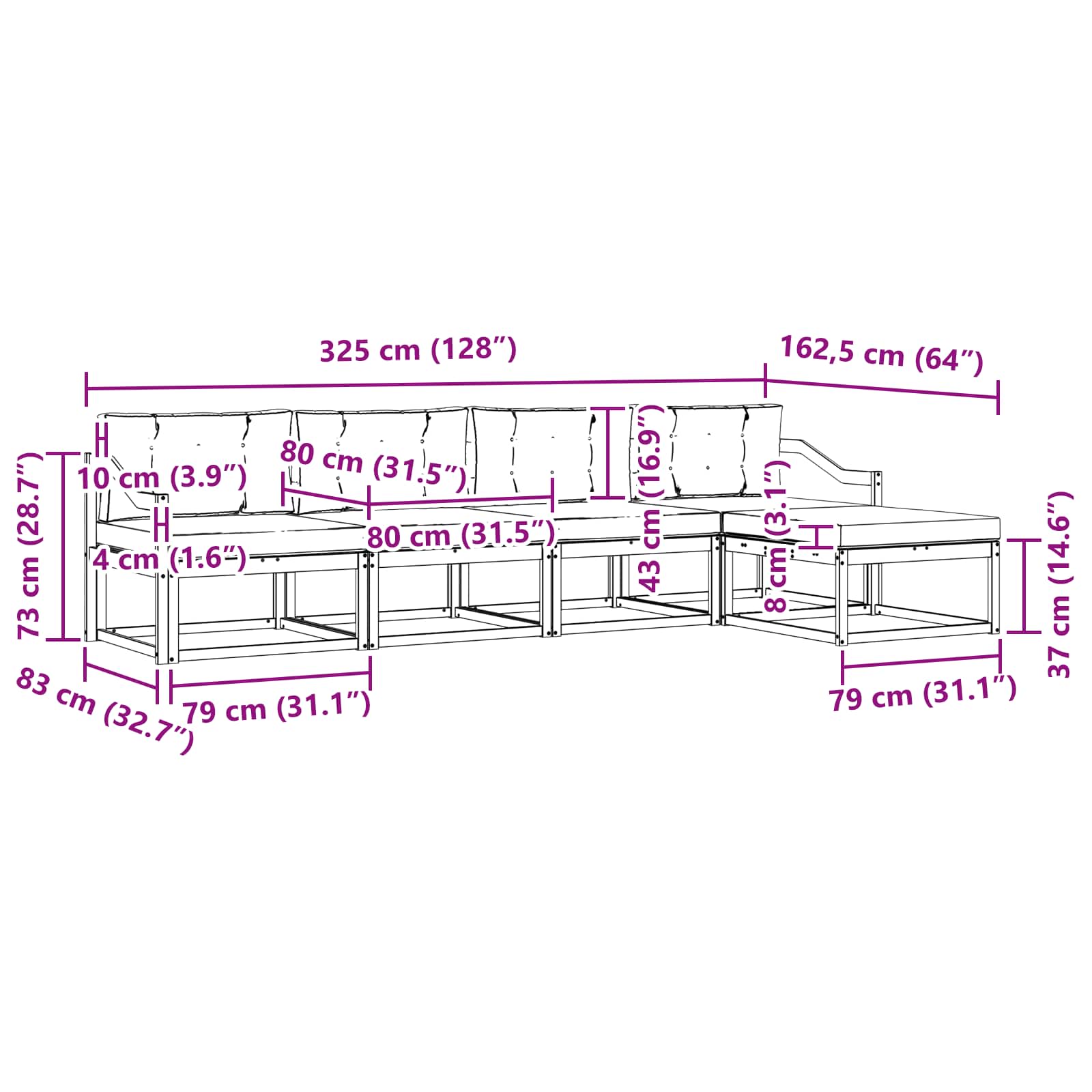 Set vanjskih sofa s jastukom 4 pcs Bijela i antracit Poliester