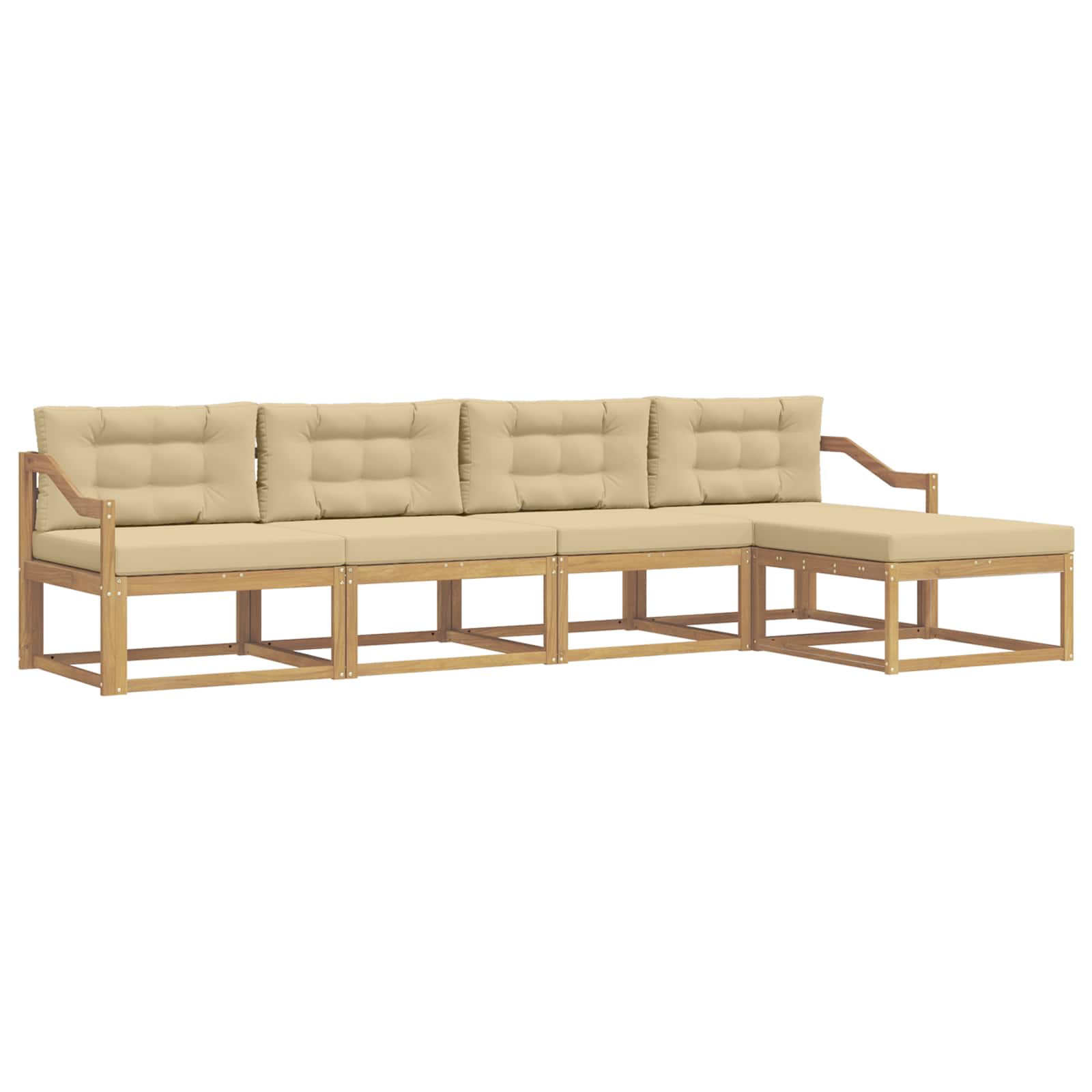 Set vanjskih sofa s jastukom 4 pcs Bijela i bež Poliester