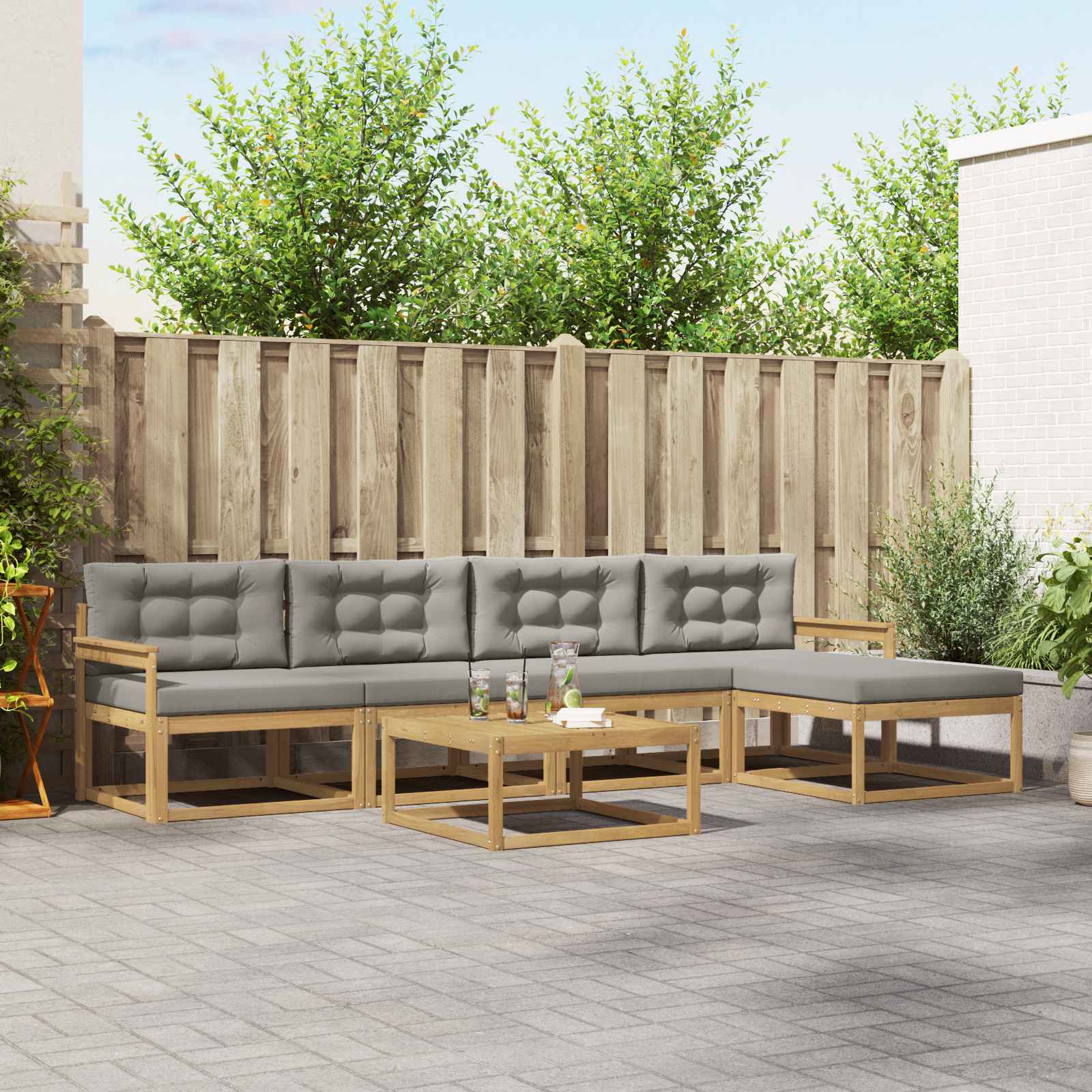 Set vanjskih sofa 6 pcs Bijela i svjetlosiva 79 x 79 x 37 cm