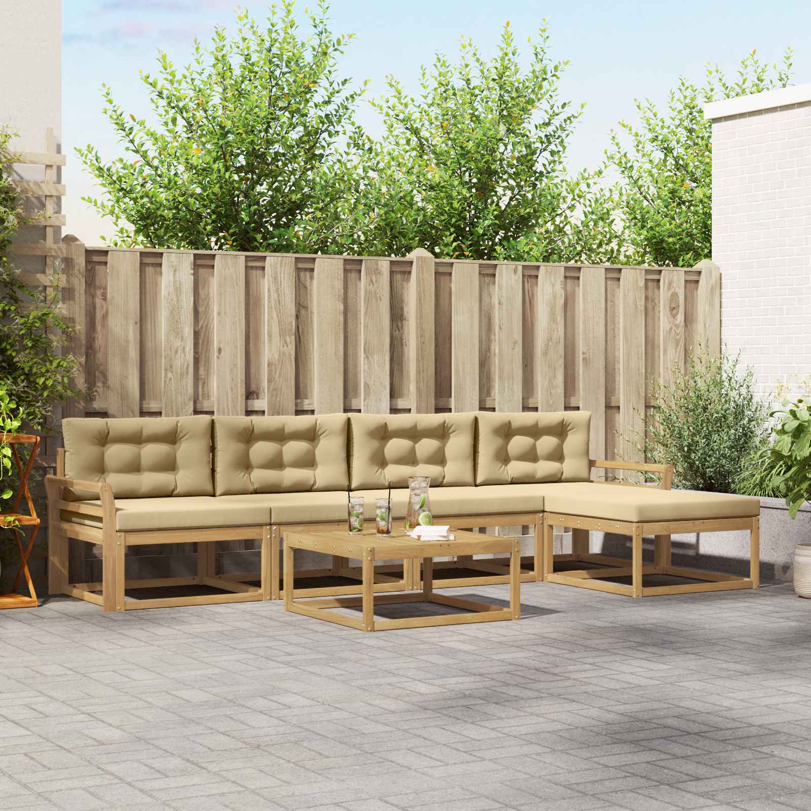 Set vanjskih sofa 6 pcs Bijela i bež 79 x 79 x 37 cm Poliester