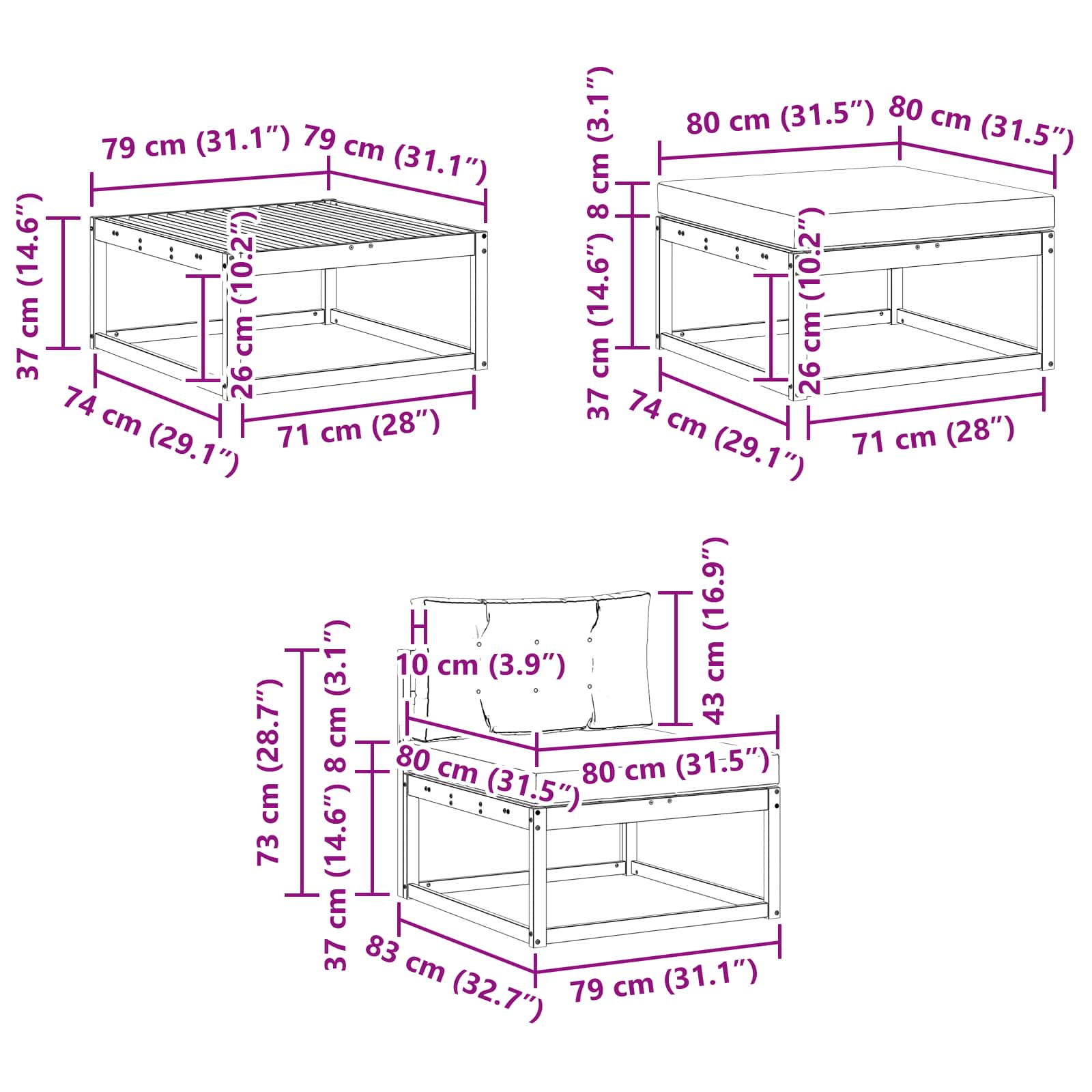 Set vanjskih sofa