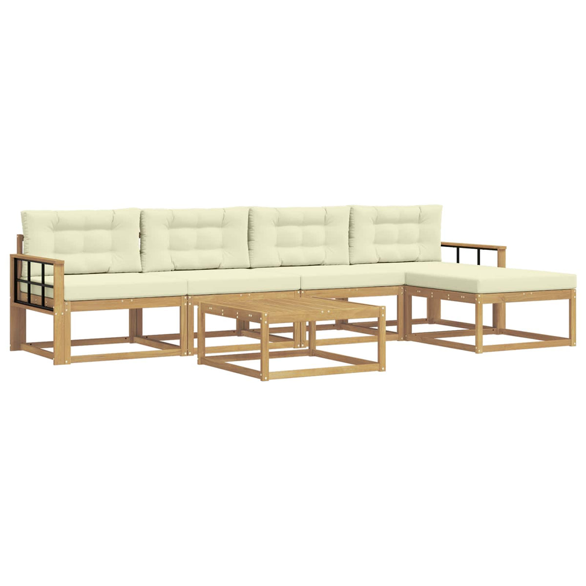 Set vanjskih sofa 6 kom. Bijela i krem Poliester