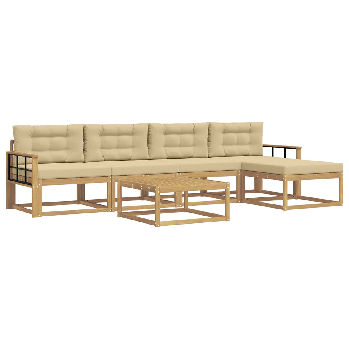 Set vanjskih sofa 6 kom. Bijela i bež Poliester