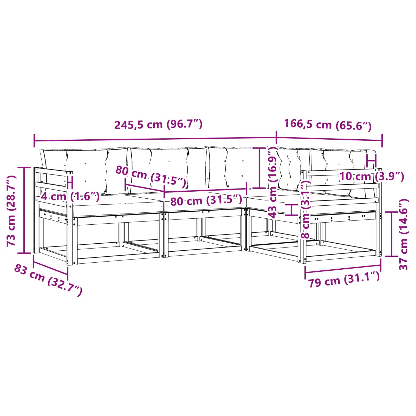 Set vanjskih sofa s jastukom 3 pcs Bijela i antracit Poliester