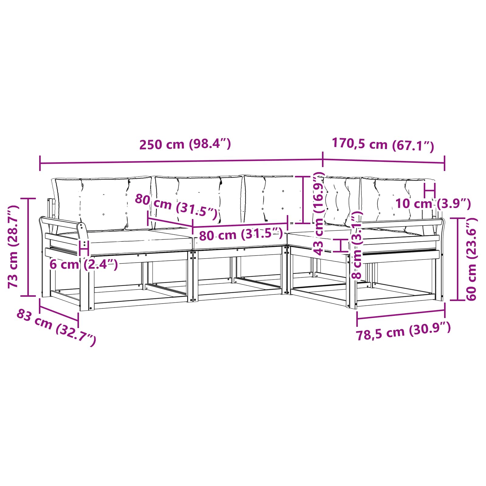 Set vanjskih sofa s jastukom 3 pcs Bijela i antracit Poliester