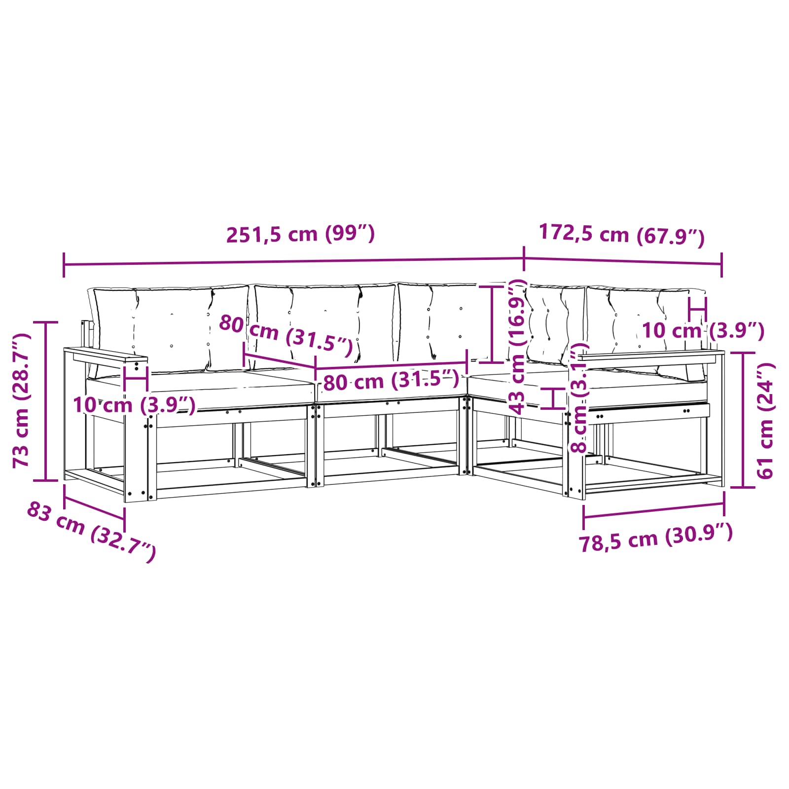 Set vanjskih sofa s jastukom 3 pcs Bijela i antracit Poliester