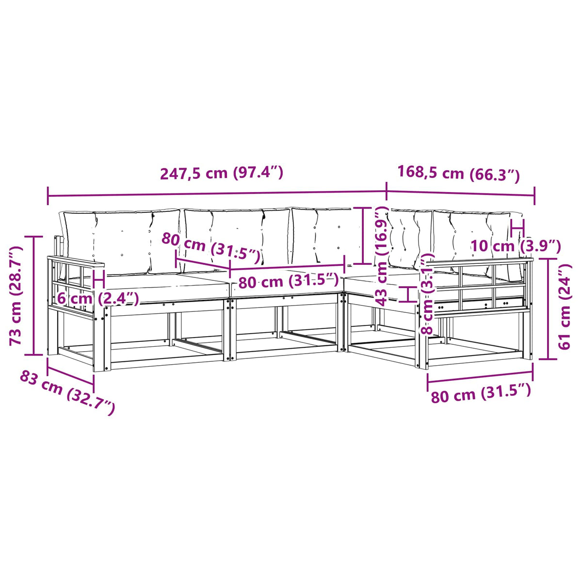 Set vanjskih sofa 3 kom. Bijela i krem Poliester