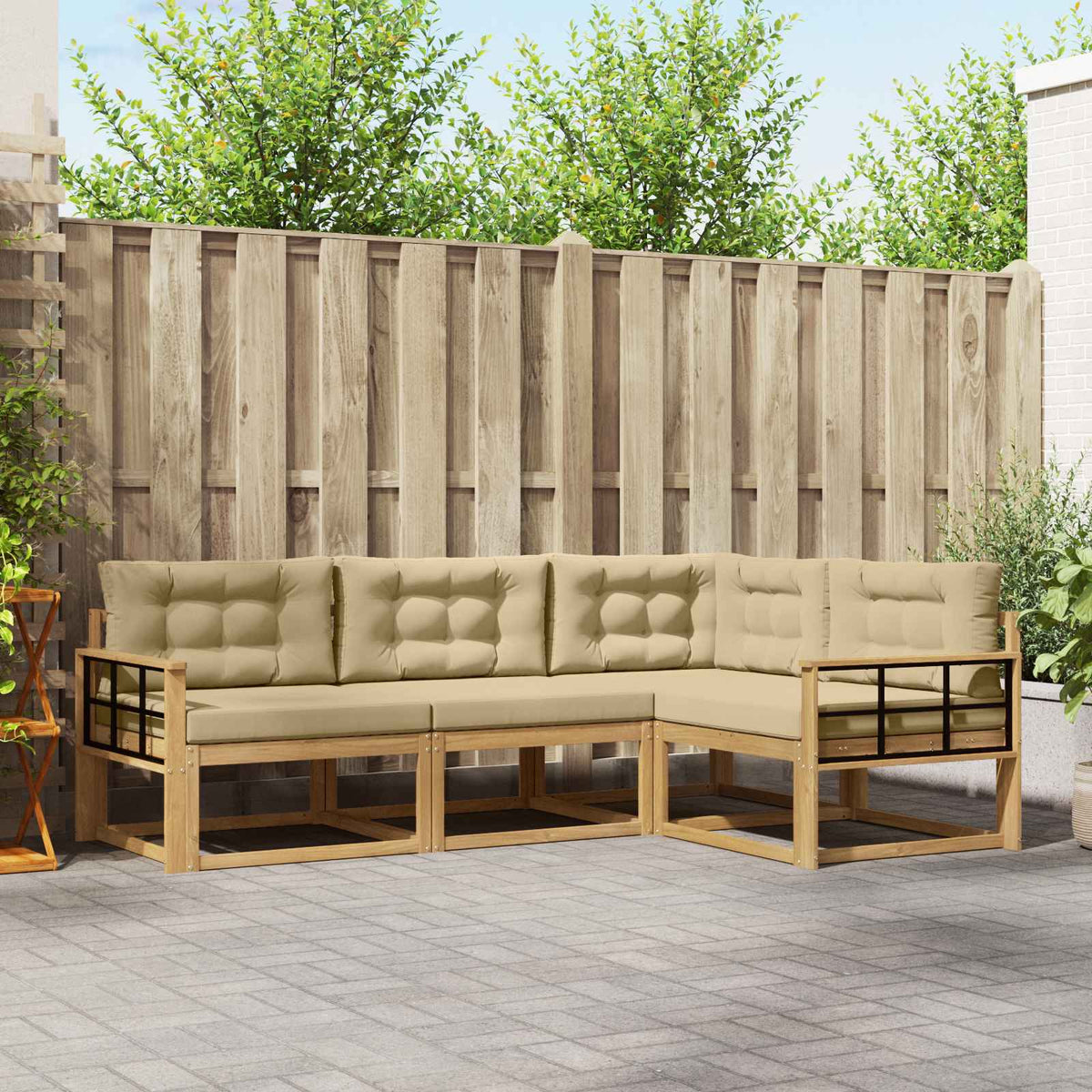 Set vanjskih sofa 3 kom. Bijela i bež Poliester