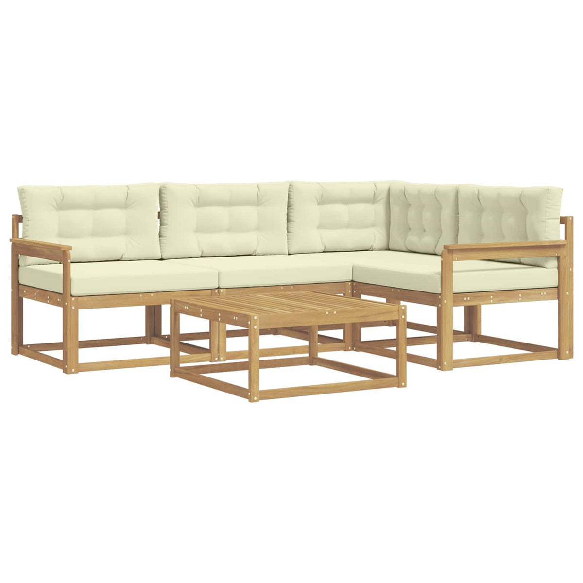 Set vanjskih sofa 5 pcs Bijela i krem 79 x 79 x 37 cm Poliester
