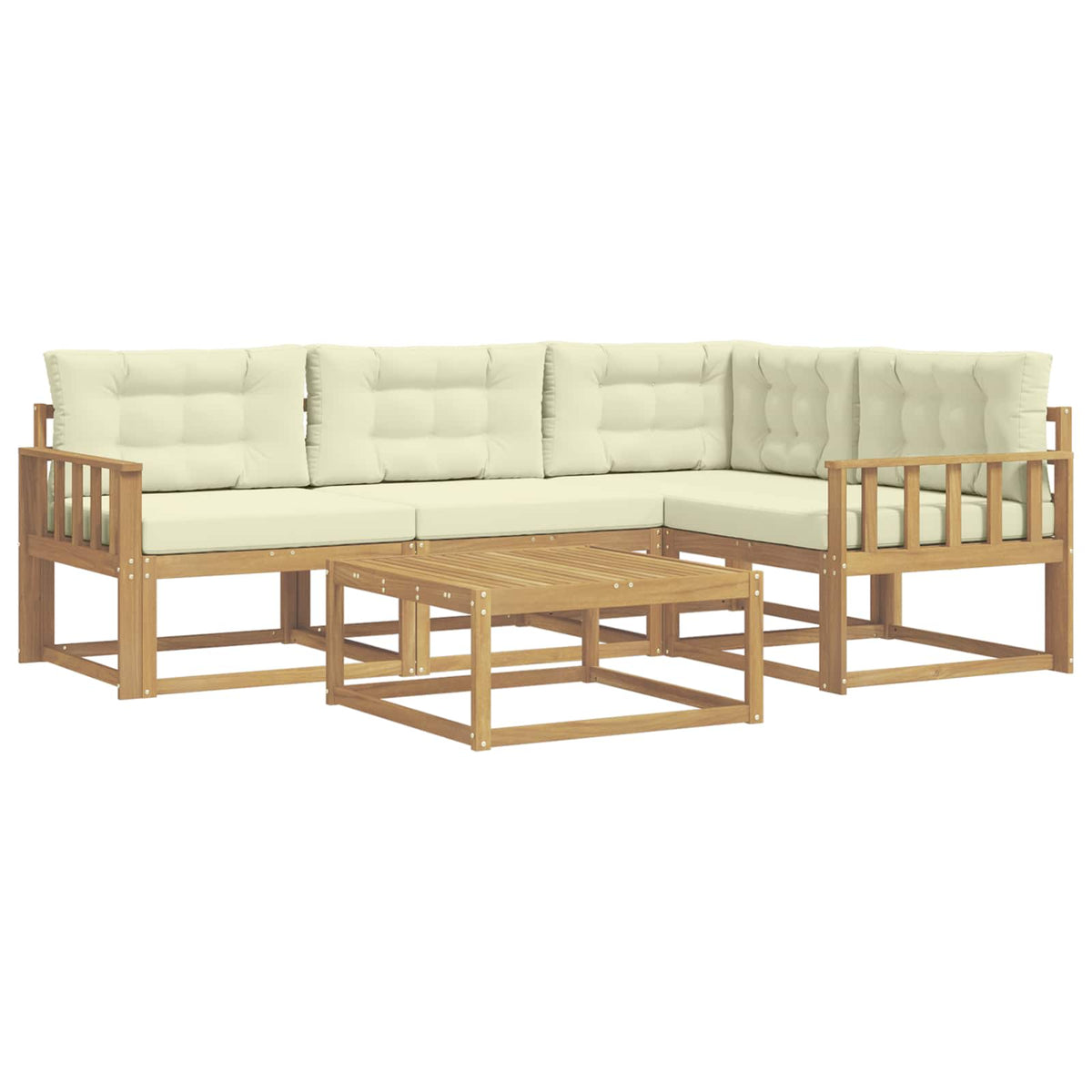 Set vanjskih sofa 5 kom. Bijela i krem Poliester