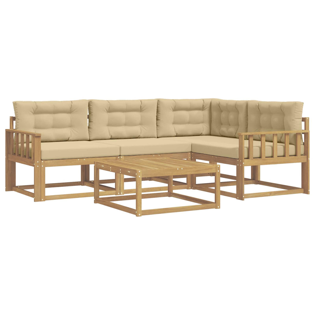 Set vanjskih sofa 5 pcs Bijela i bež 79 x 79 x 37 cm Poliester