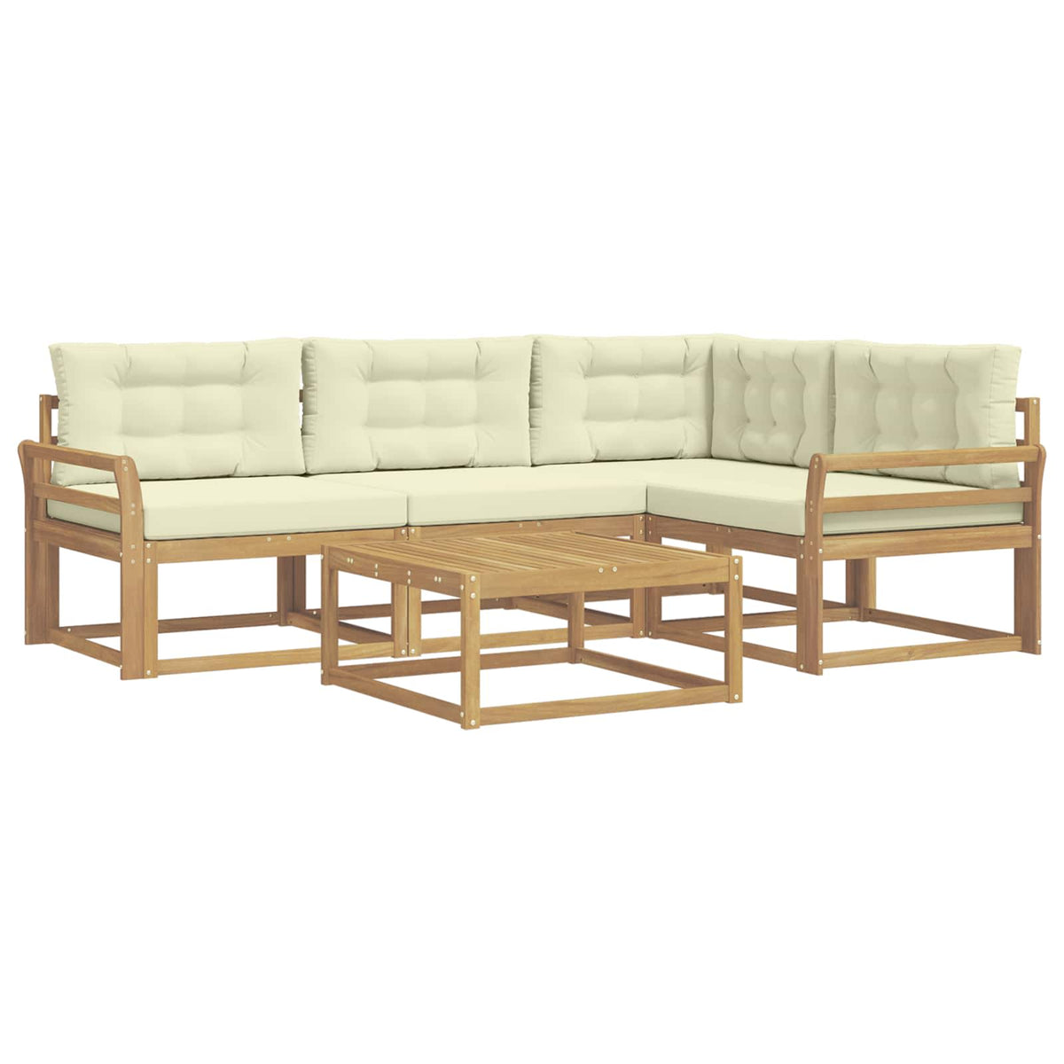 Set vanjskih sofa 5 pcs Bijela i krem 79 x 79 x 37 cm Poliester