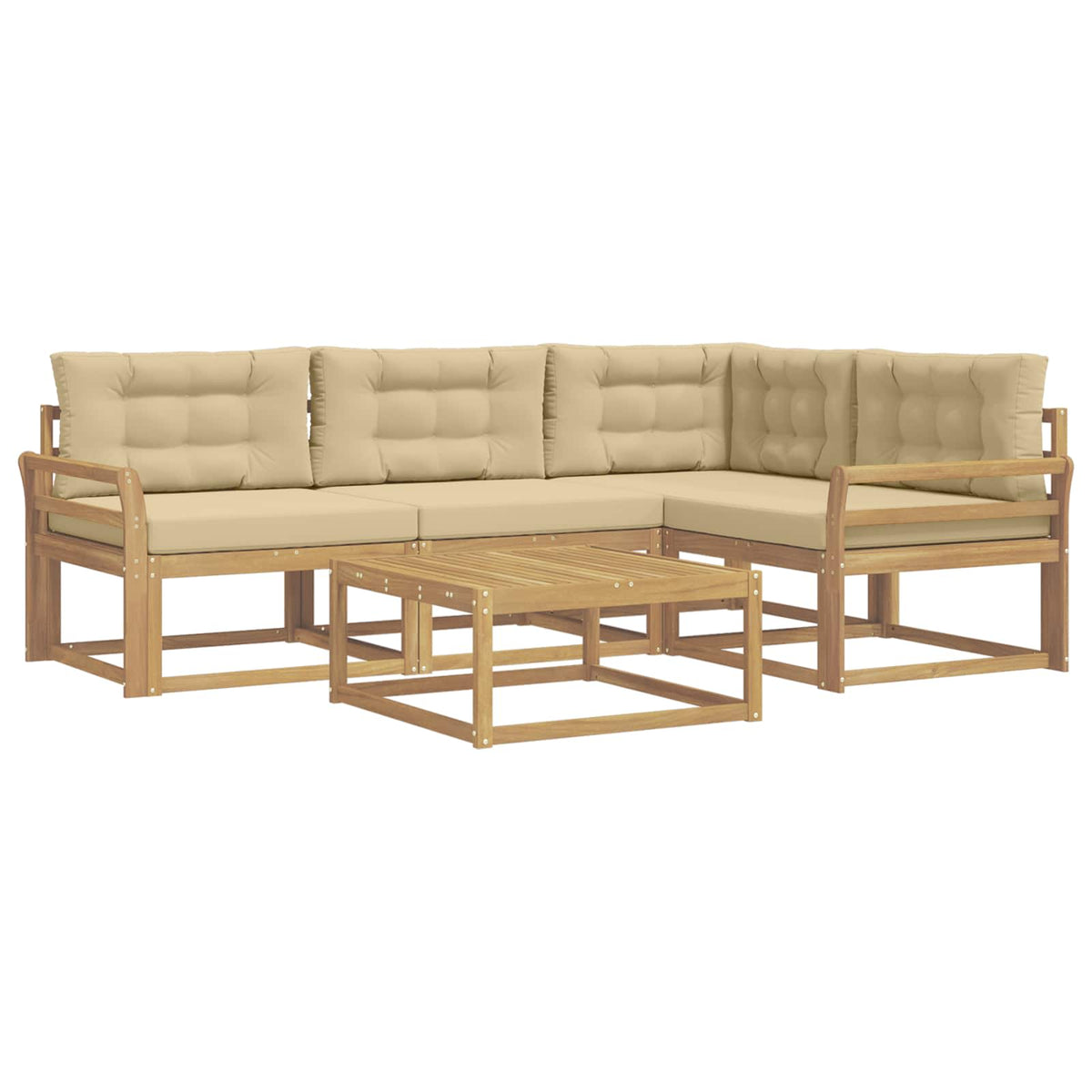 Set vanjskih sofa 5 pcs Bijela i bež 79 x 79 x 37 cm Poliester