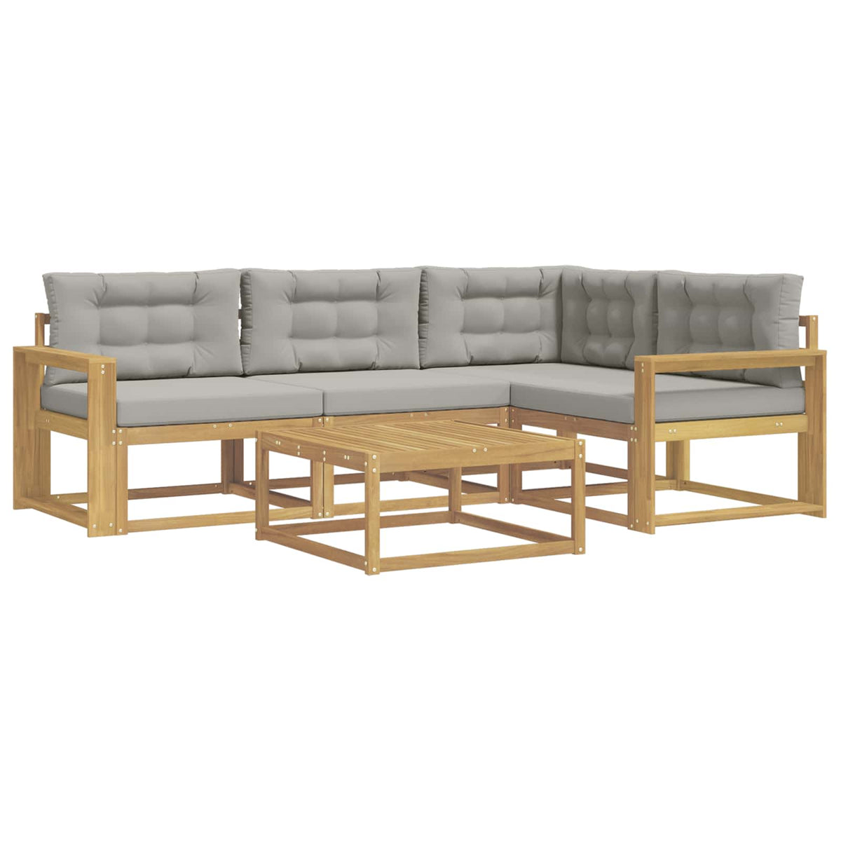 Set vanjskih sofa 5 kom. Bijela i svjetlosiva Poliester